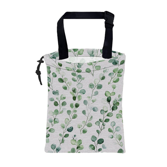 Car Garbage Bag Watercolor Green Leaves Hanging Canvas Car Trash Bag Drawstring Car Back Seat Organizer for Car Back Front Seat Console with Adjustable Buckle