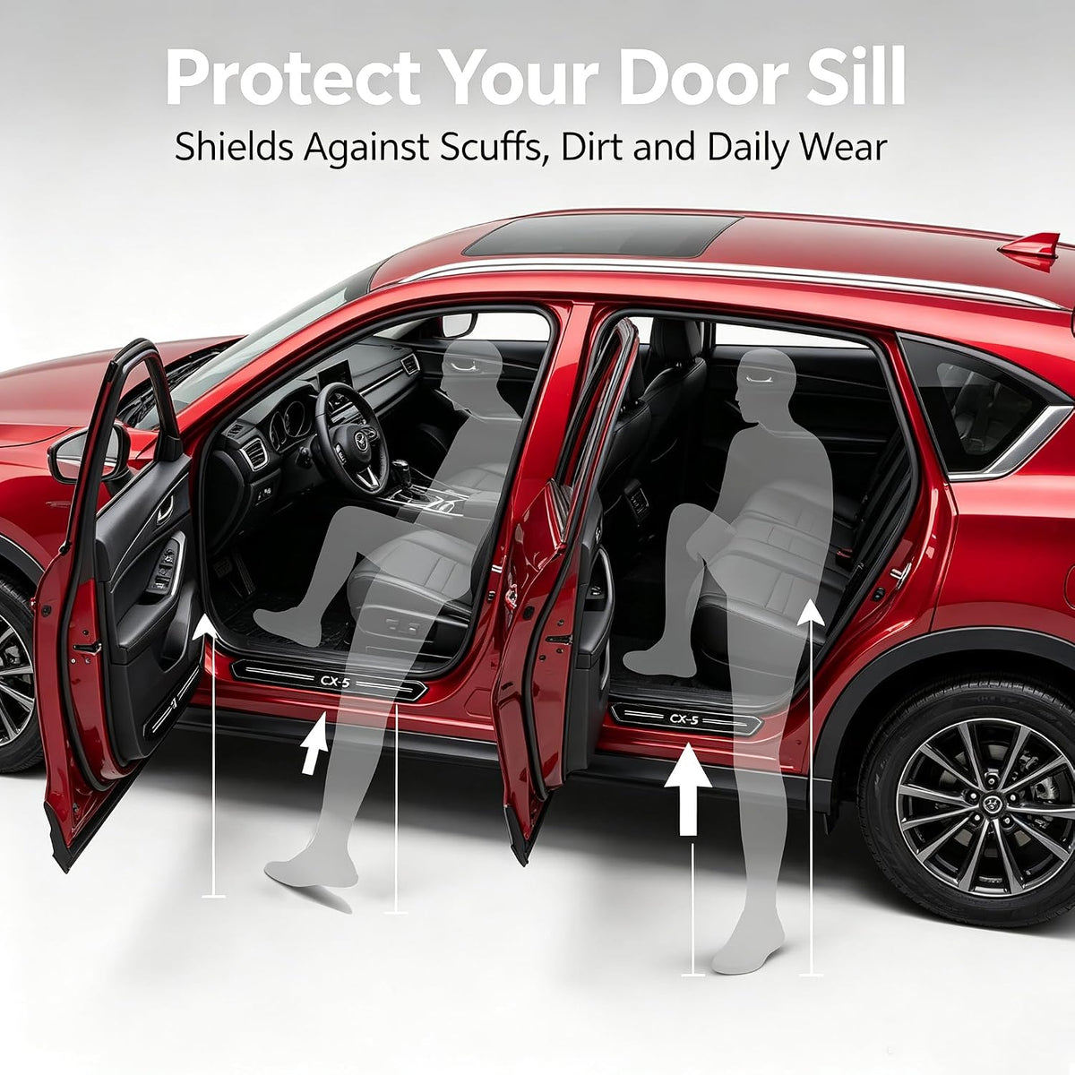 Door Sill Protector Trim Guard for Mazda CX-5 2026 2027, Accessories Plates Cover Auto Interior Accessory Kick Panels