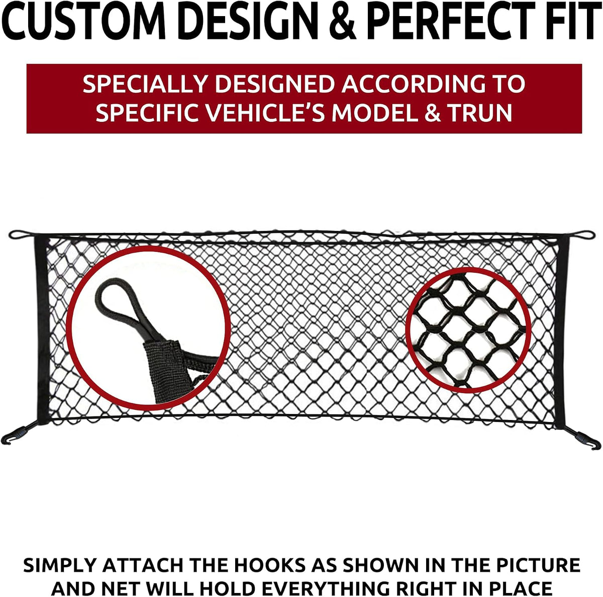 Envelope Style Automotive Elastic Trunk Mesh Cargo Net for Ford Explorer Base Sport XLT 2011-2025 - Premium Trunk Organizer and Storage - Luggage Net for SUV - Best Car Organizer for Ford Explorer