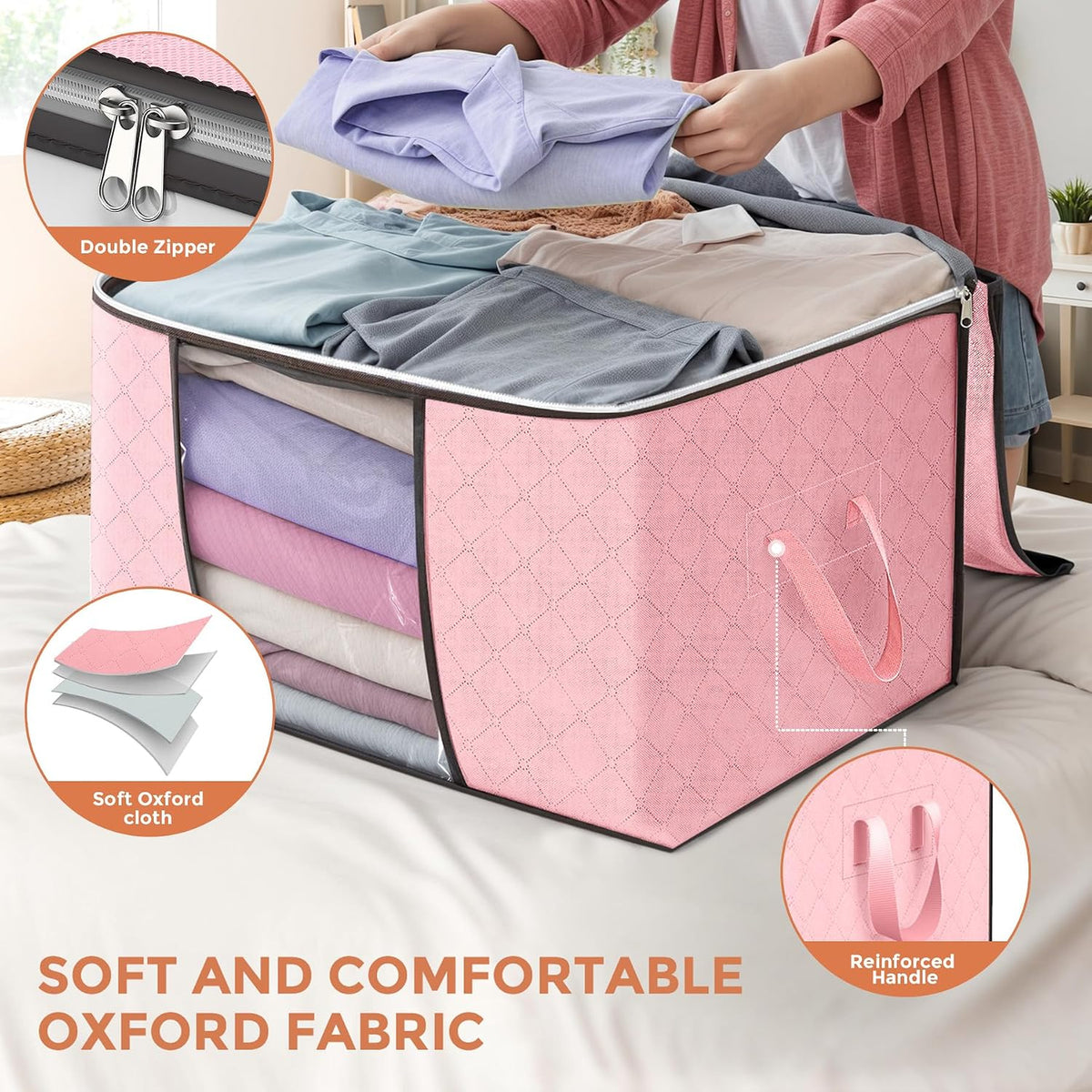 90L Large Storage Bags, 4 Pack Clothes Storage Bins Closet Organizers