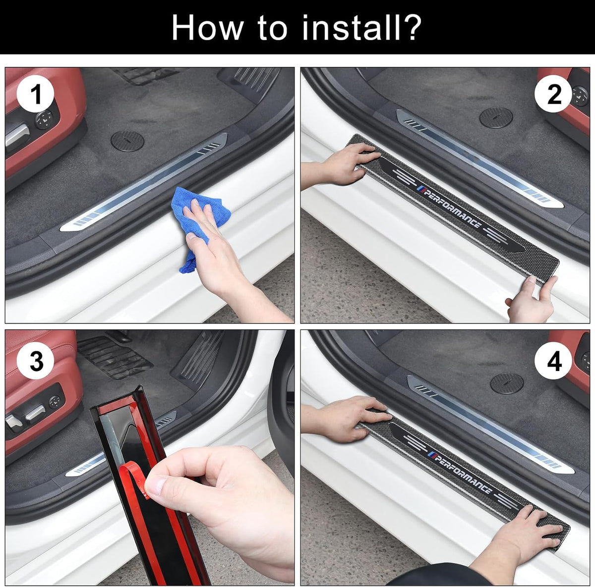 4PCS Door Sill Protector Compatible with BMW 2019-2025 2026 X5 G05 Accessories Carbon Fiber Texture ABS Plastic Material Auto Door Entry Guards