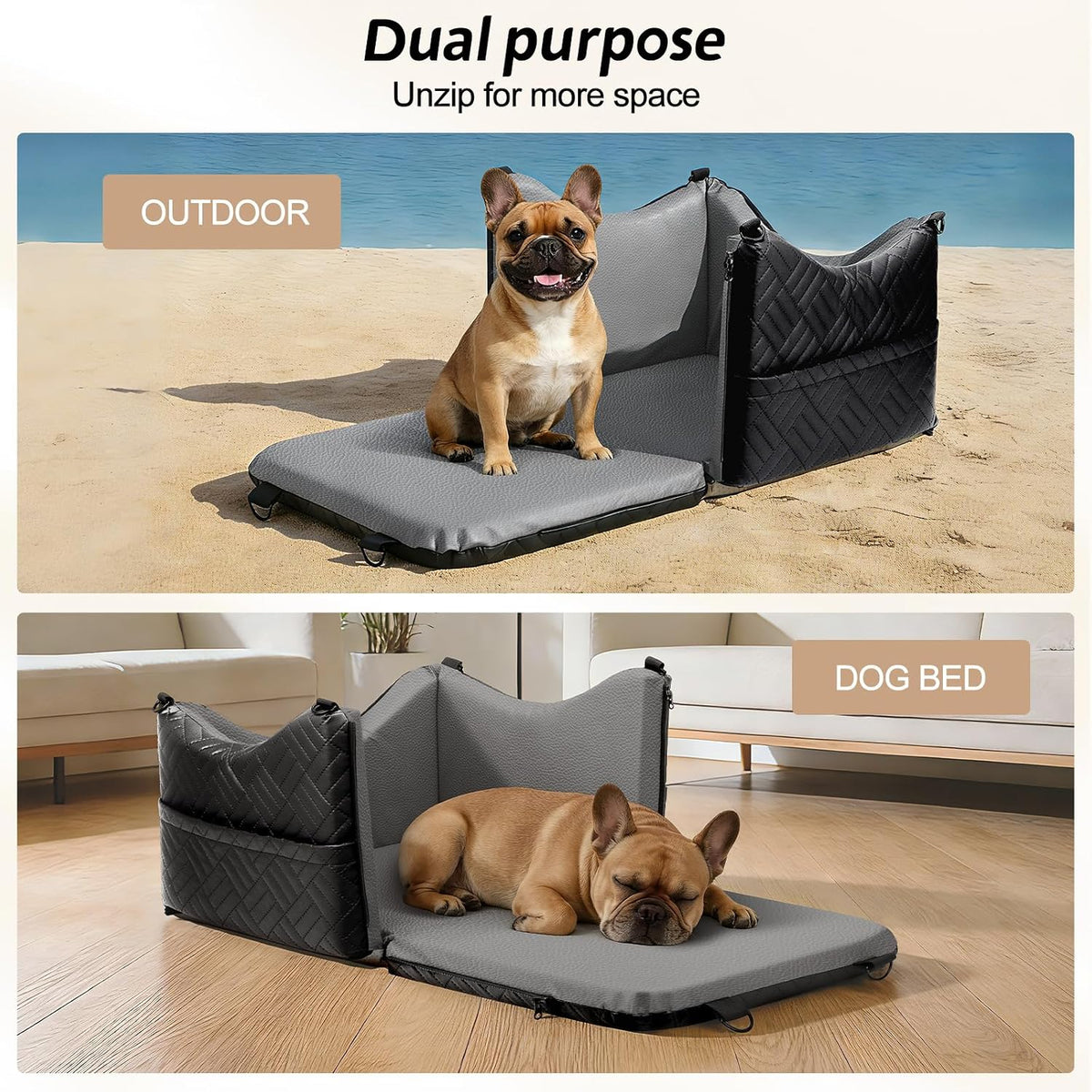 JOEJOY Dog Car Seats for Small Medium Dogs, Wipe Clean Waterproof Detachable PU Leather Cover, Thickened 2 inch Memory Foam Pet Car Seat with Safety Belt and Storage Pockets(No Cushion)
