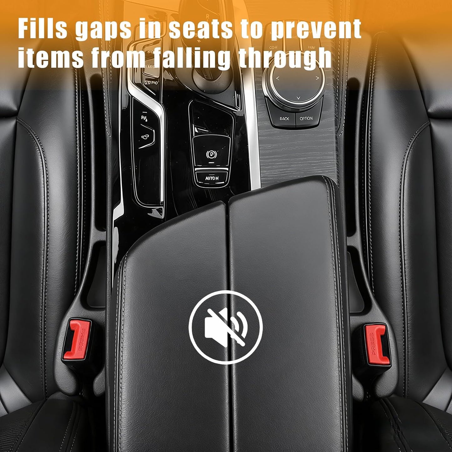 2 Pack Car Seat Gap Filler, Anti-Drop Seat Gap Filler Organizer with Storage Slot, Universal Car Accessories for Vehicle, Auto, Truck, SUV, Black