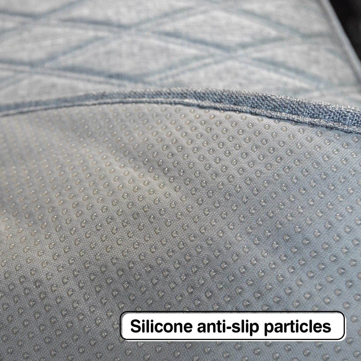 Universal Grey Anti-Slip Rear Car Seat Cover Size M - Faux Linen Bottom Bench Seat Cushion Fits Most of Vehicles Cars Truck SUV Van - Automotive Long Back Seats Protectors with Storage Pocket