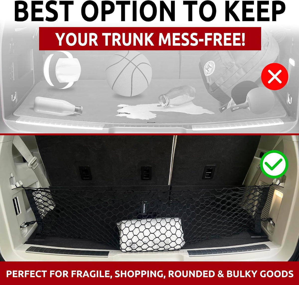 Envelope Style Automotive Elastic Trunk Mesh Cargo Net for Lincoln Navigator 2018-2026 - Premium Trunk Organizer and Storage - Luggage Net for SUV- Best Car Organizer for Ford Expedition