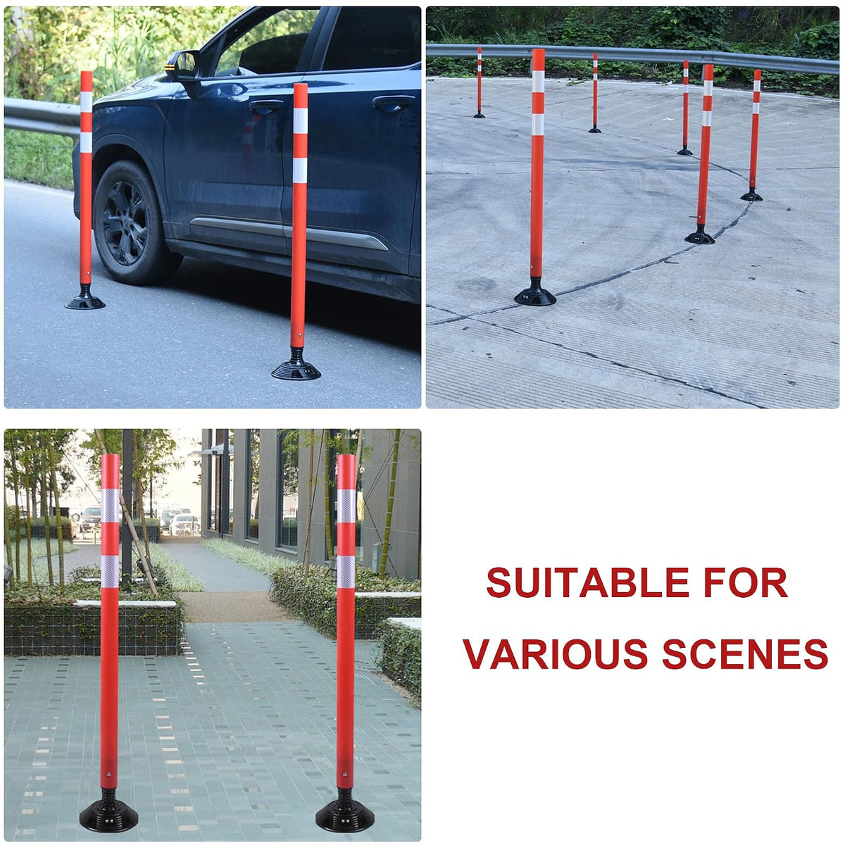 OrangeStar 48" Orange Traffic Delineator Cones 8-Pack Safety Post Cones