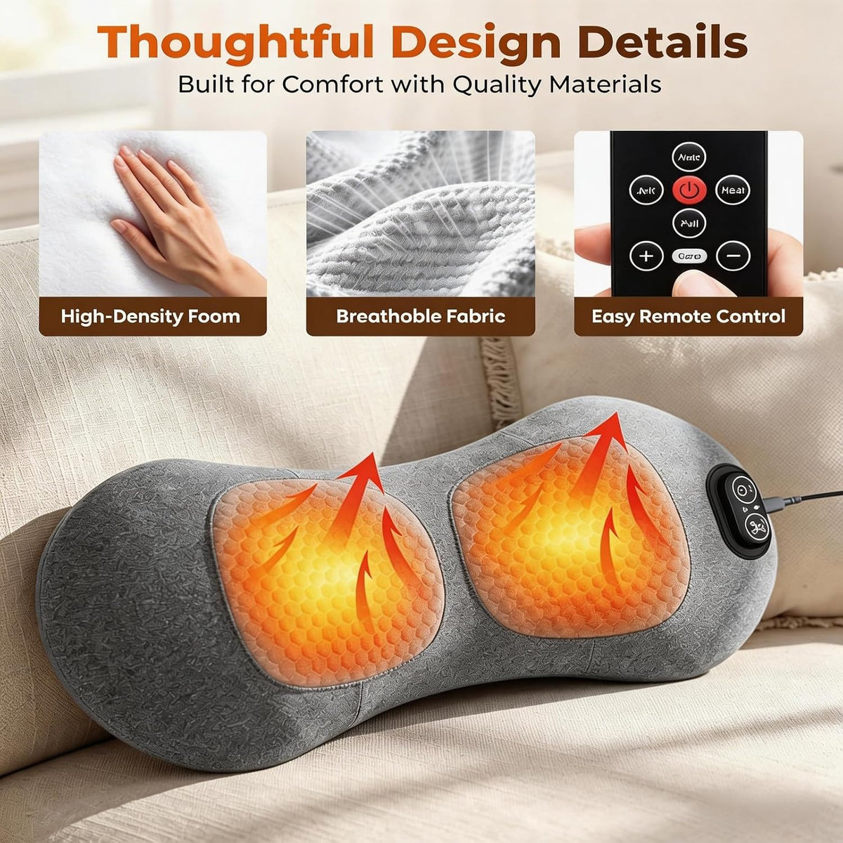2026 Upgraded 3-in-1 Lumbar Support Pillow with Remote Control, Triple Fusion Back Massager with Heat, Vibration &amp; Stretching, Portable Electric Lumbar Pillow for Home, Office, Travel &amp; Car