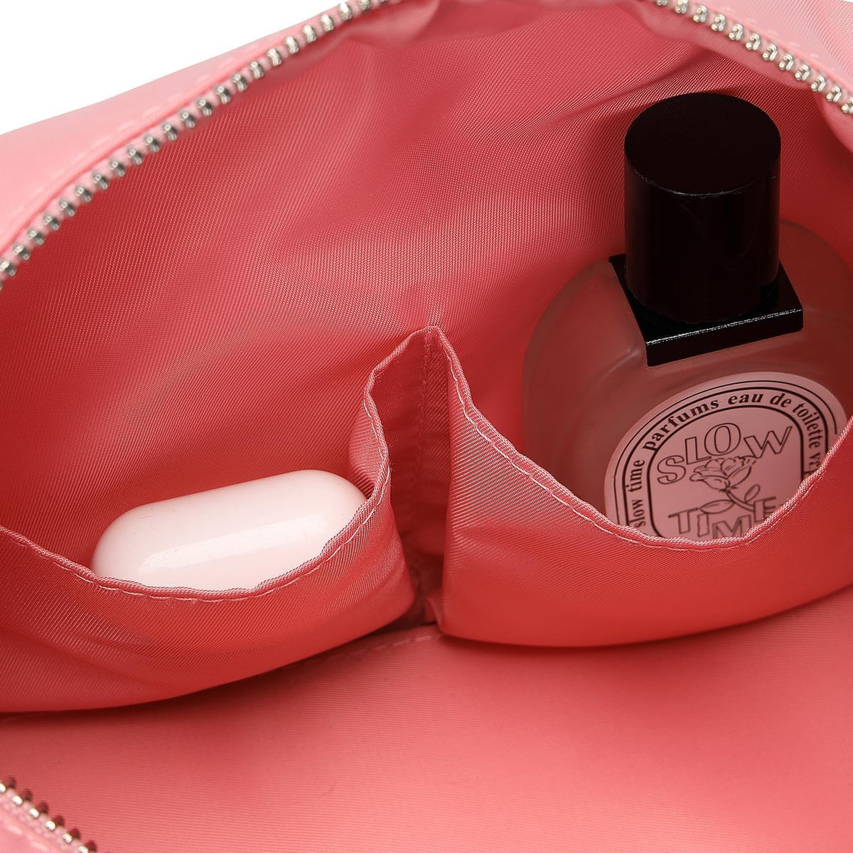 Travel Makeup Bag, Ring Clasp Wristlet Organizer (Pink)