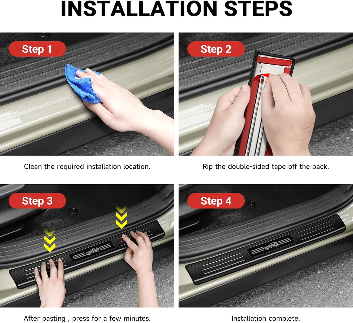 Hellet 4PCS Car Door Sill Protector for Mazda 2023 2024 2025 2026 CX-50 CX50 Accessories Stainless Steel Material Black Brushed Door Entry Guards