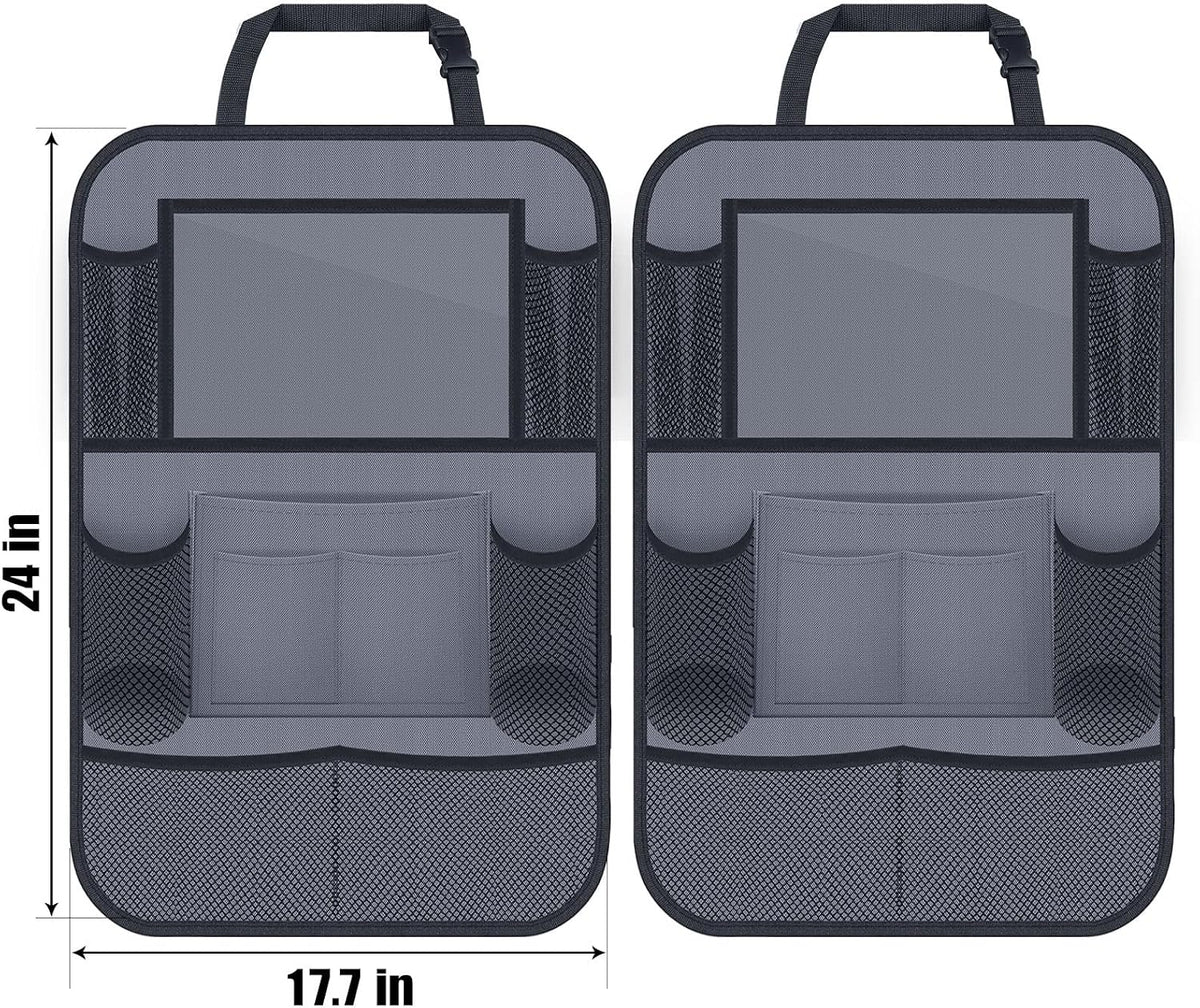 Backseat Car Organizer w/ 10 Storage Pockets 11" Tablet Holder, 2 PCS Gray