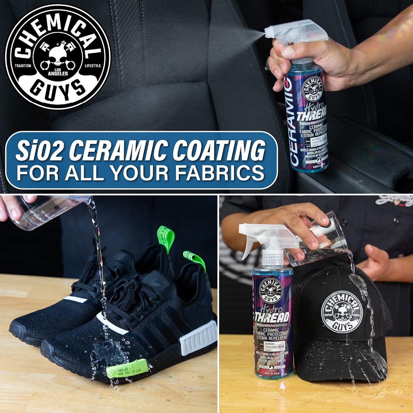 Chemical Guys CWS203FPB Foaming Citrus Fabric Clean Carpet & Upholstery Cleaner and HydroThread Protectant, Fabric Cleaner & Ceramic Fabric Protectant Bundle - (2-16 oz Bottles)