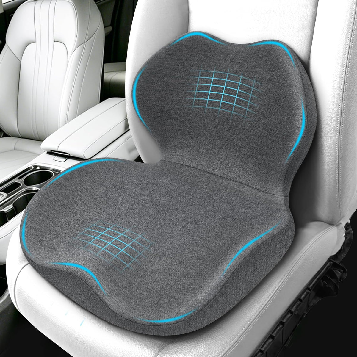 Memory Foam Car Seat Cushion with Lumbar Support Pillow,Driver Seat Cushion