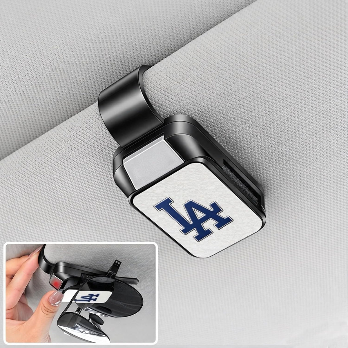 Car Sunglass Holder, Los Angeles Dodgers Universal Eyeglasses Hanger Mount for Car Sun Visor, Secure Glasses Storage Clip, Vehicle Interior Organizer Accessories