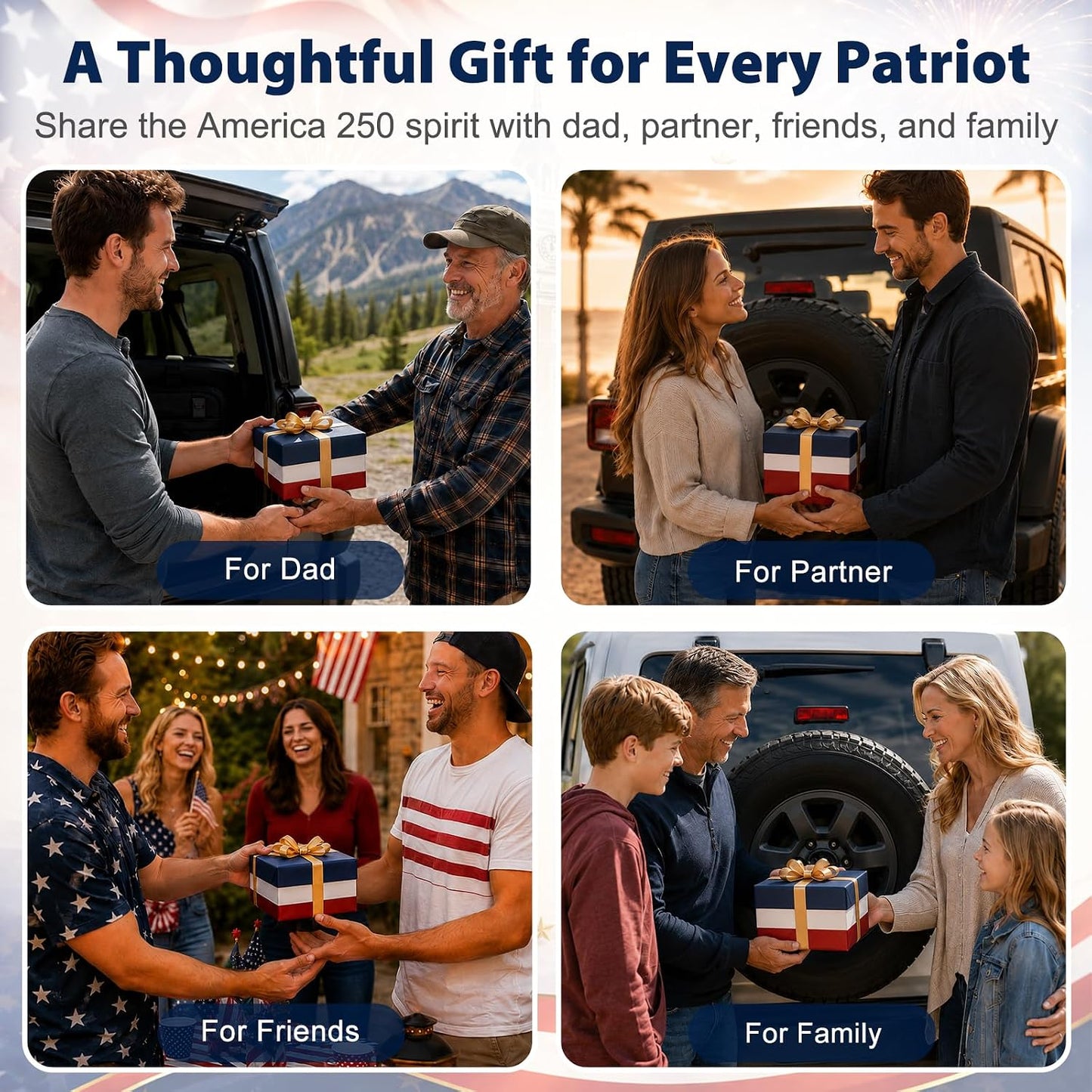 American Flag Spare Tire Cover 1776-2026 250 Years Vintage Patriotic Design, Weatherproof Dust-Proof Sun Protection Wheel Cover for Truck SUV RV Camper Trailer Outdoor Accessories