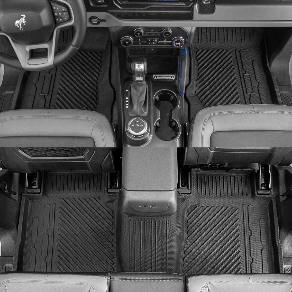 Floor Mats Compatible with 2021 2022 2023 2024 2025 2026 Ford Bronco Trunk Mat Cargo Liner Kick Mat for Ford Bronco Accessories 4 Door(Trunk Mat+Floor Mats+Rear Backrest Mats)