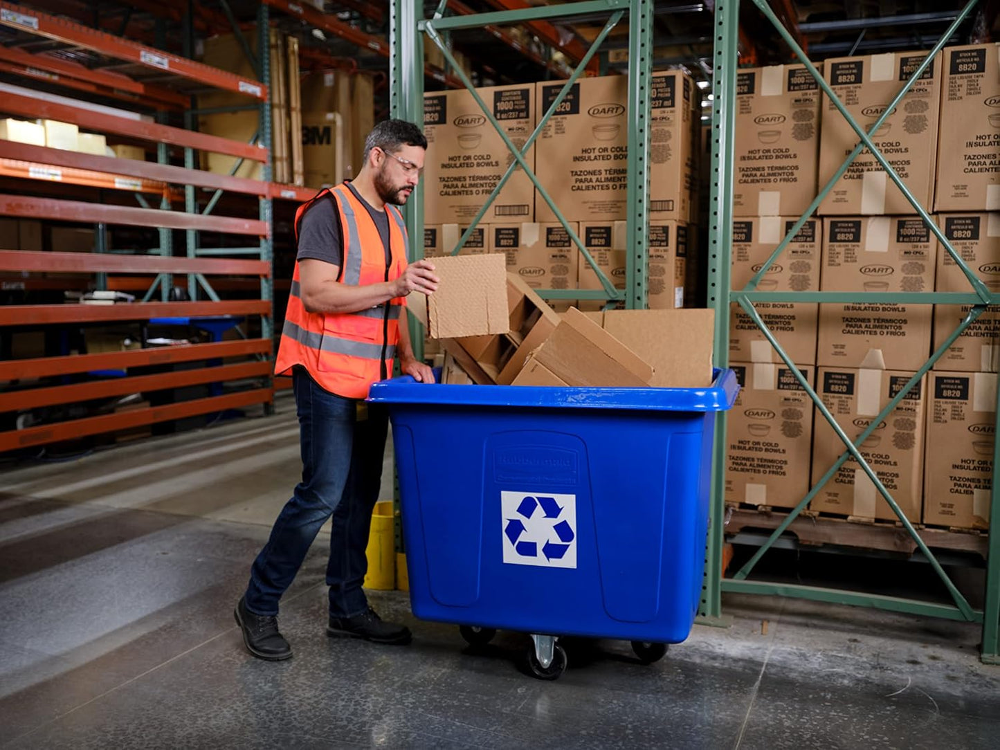 Rubbermaid Commercial 461673BE Recycling Cube Truck, Rectangular, Polyethylene, 500lb Cap, Blue