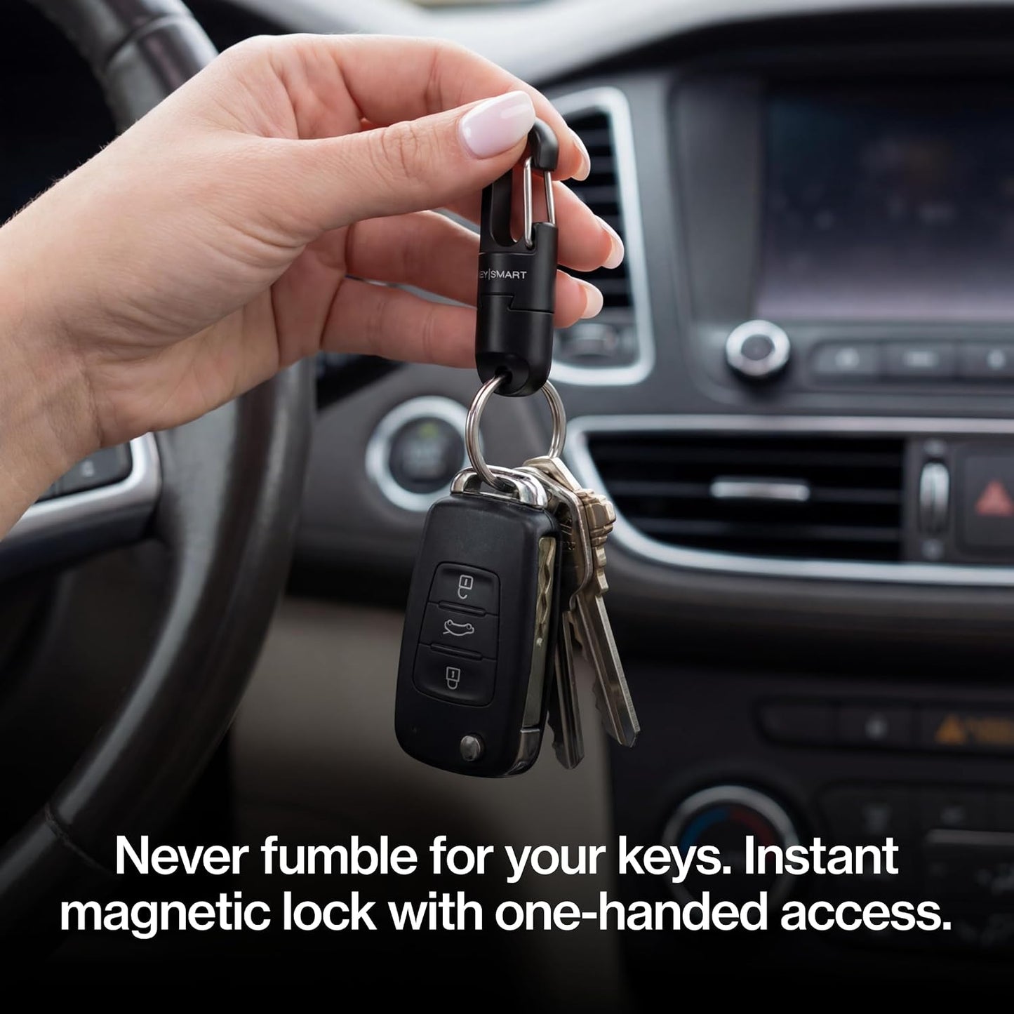 KeySmart MagConnect Pro Magnetic Key Holder for Purse, Key Chains for Car Keys - Detachable Key Ring Quick Release Keychain