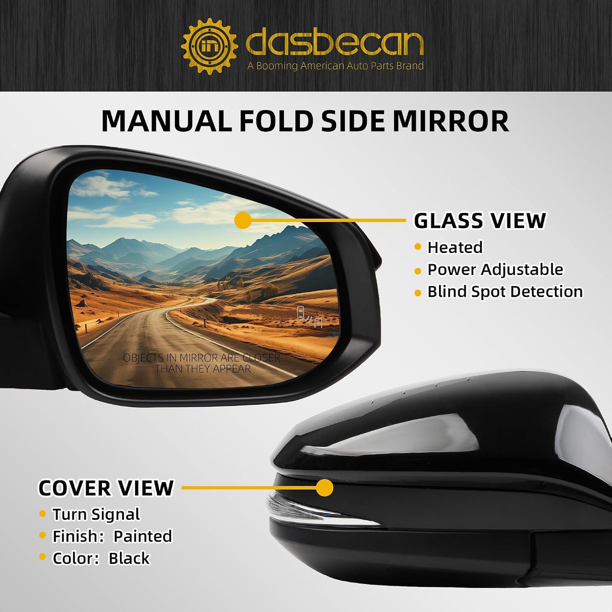 Dasbecan Right Passenger Side Mirror Compatible with Toyota RAV4 2015-2018
