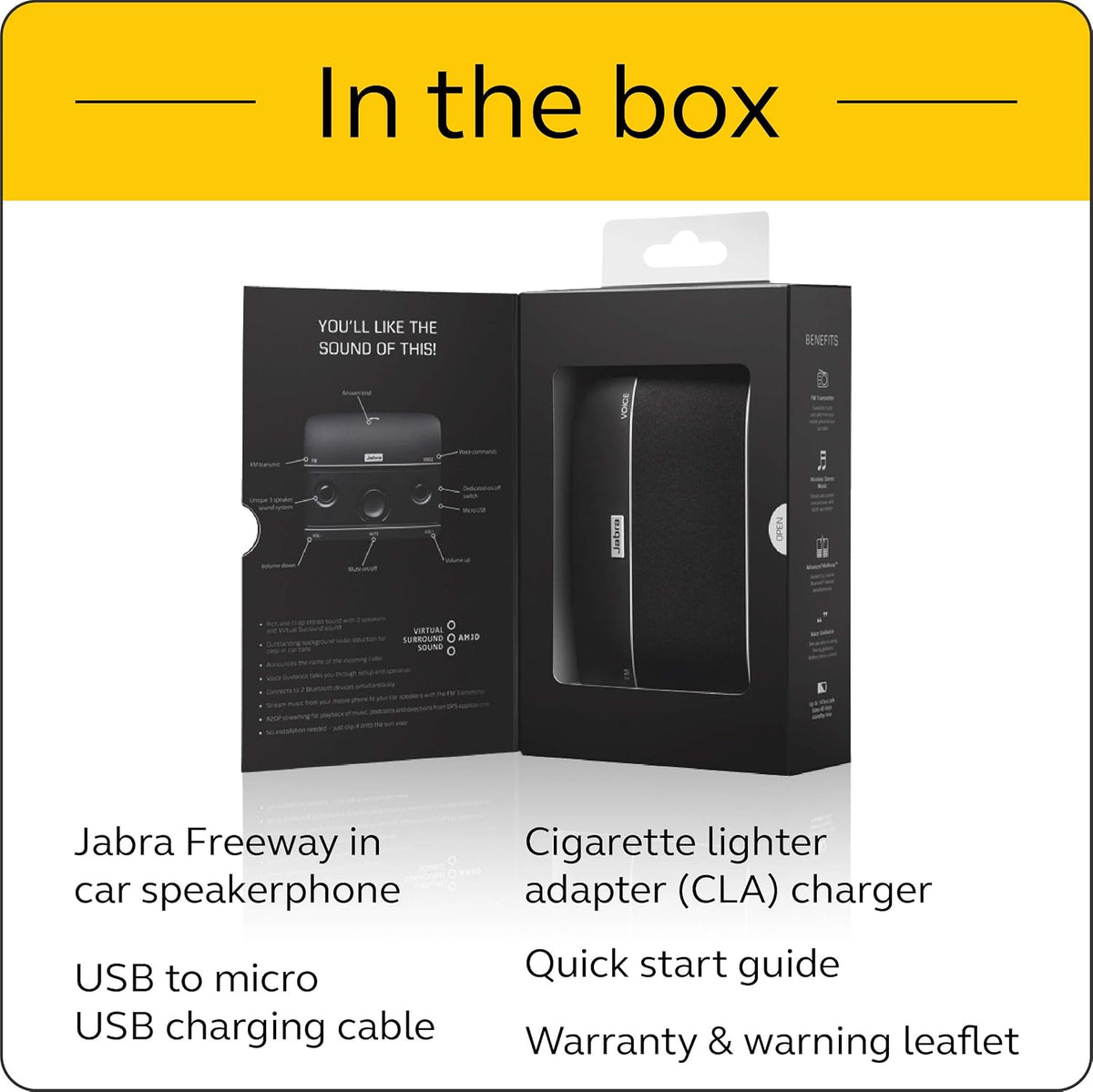 Jabra 100-46000000-02 Freeway Bluetooth in-Car Speakerphone (U.S. Retail Packaging)