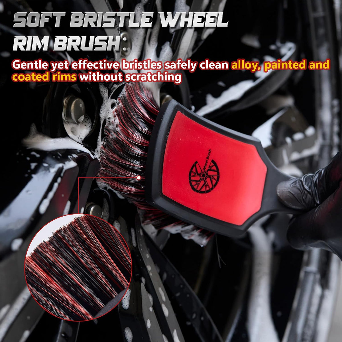 BMLEI Wheel & Tire Brush Set, 2 Pack Car Wheel Brush & Tire Cleaner Brushes