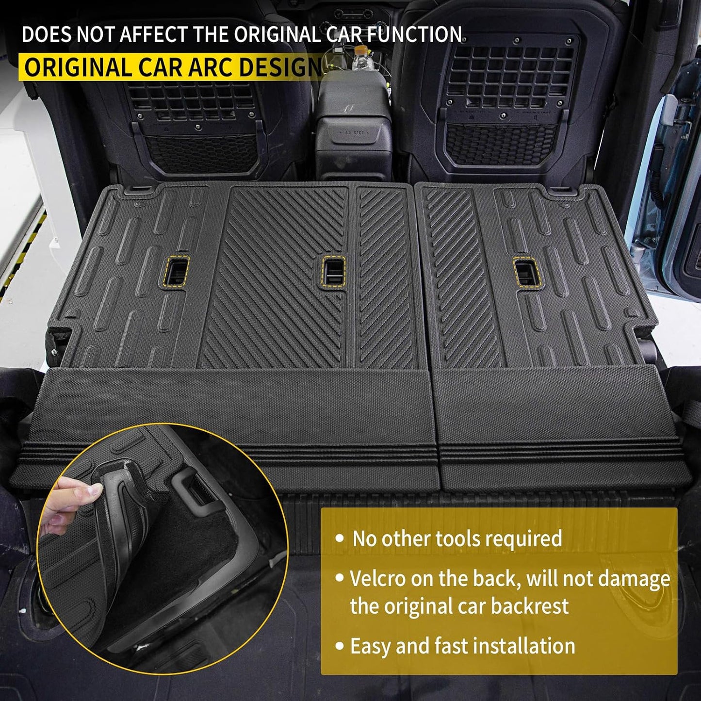 Cargo Mat Compatible with 2021 2022 2023 2024 2025 2026 Ford Bronco Trunk Mat Back Seat Cover Protector Cargo Liner Split Seat Kick Mat for Ford Bronco Accessories 4 Door