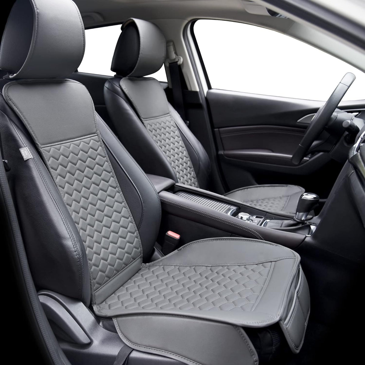 Elantrip Leather Car Seat Covers Front 2PC Waterproof Universal Fit Gray