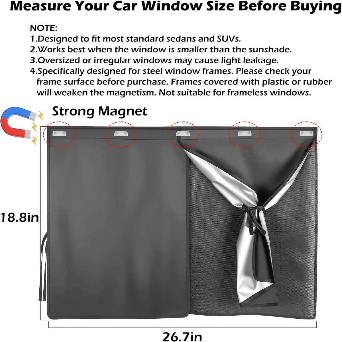 Car Window Shades, 2 Pack Magnetic Side Window Sun Shade for Baby
