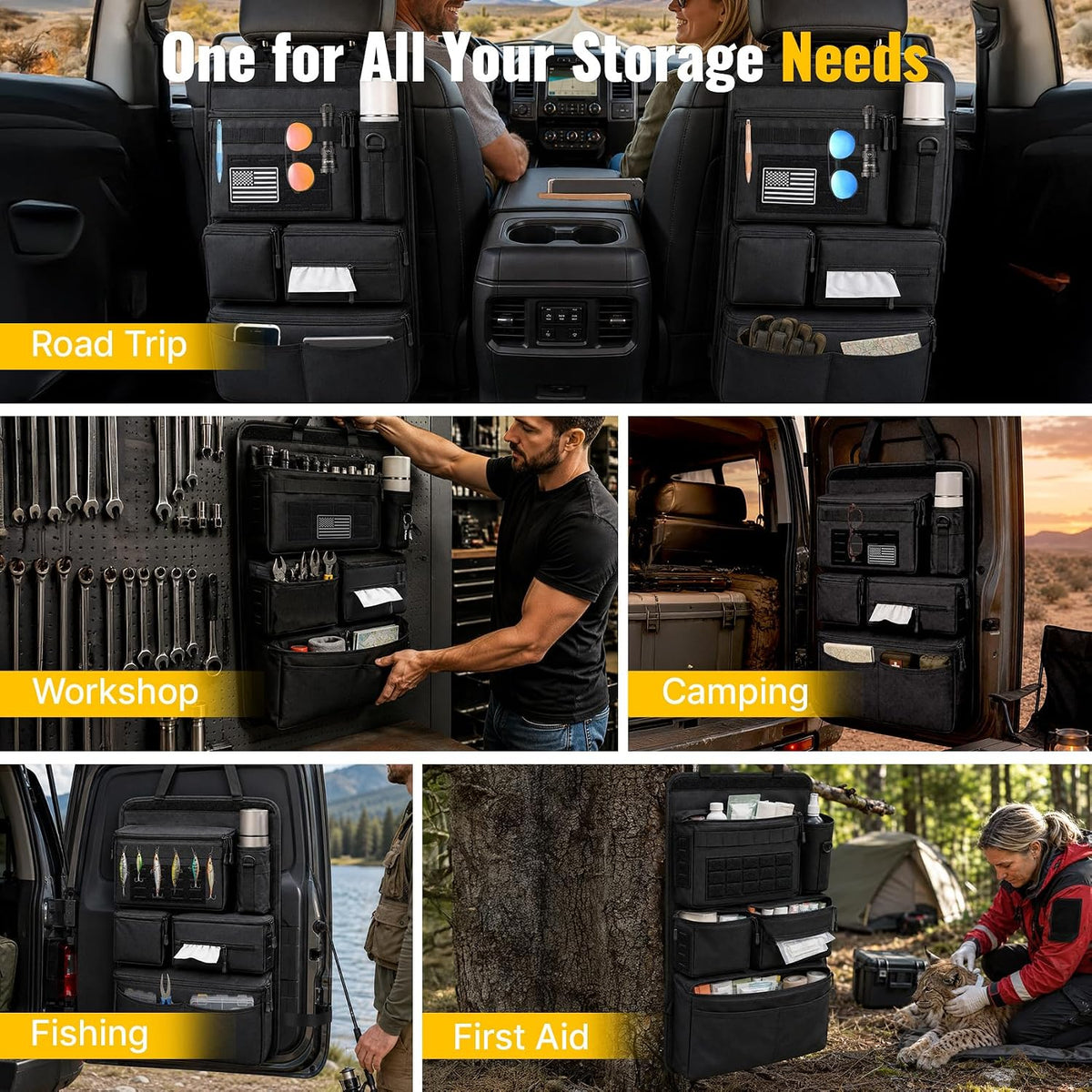 Multi-Pocket Back Seat Car Organizer, Fits Most Cars, SUVs, Trucks, Jeeps