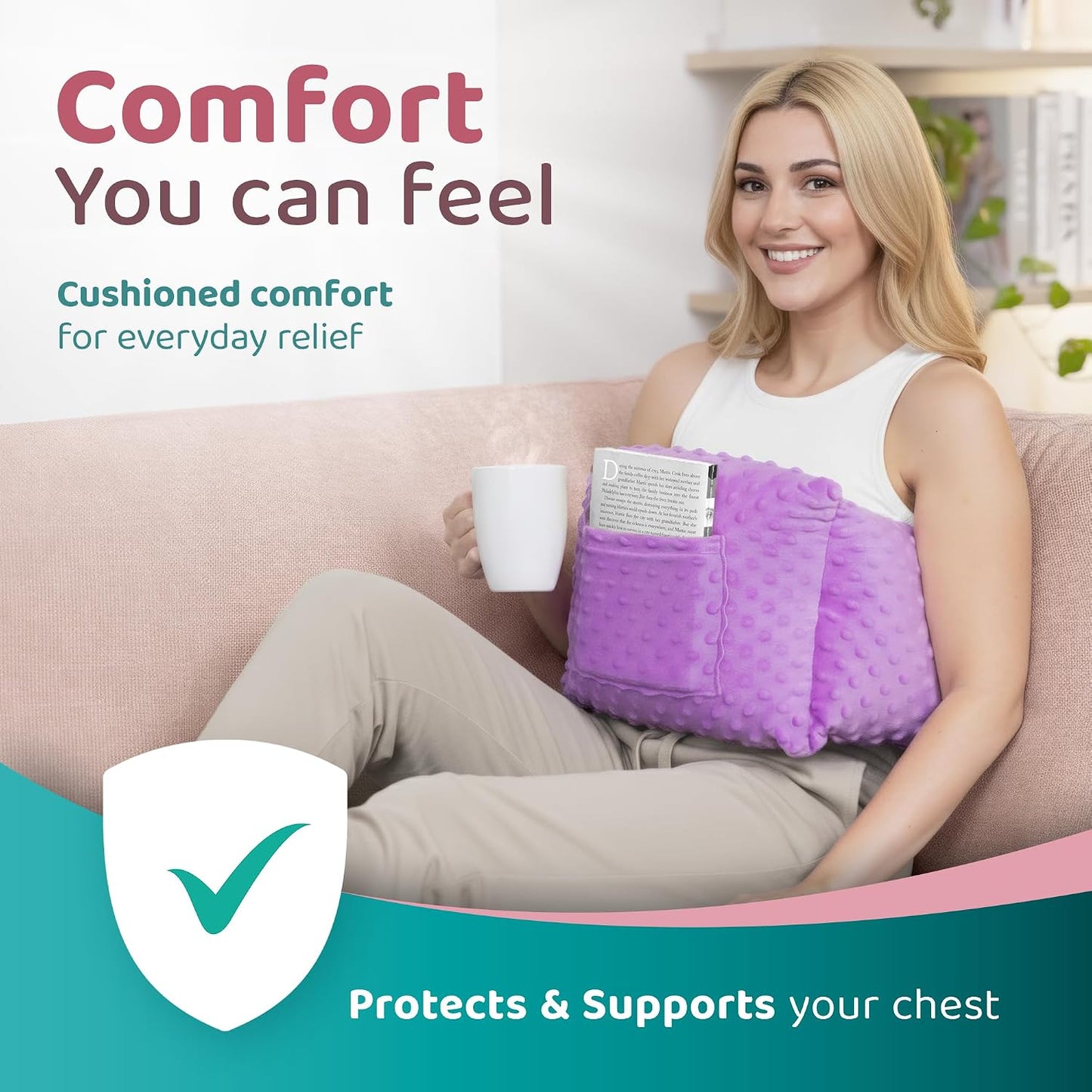 Zomaple Post Mastectomy Pillow Post Surgery – Post-Op Essentials, Breast Augmentation/Reduction & Mastectomy Recovery Supplies – Washable Cover for Comfort & Support