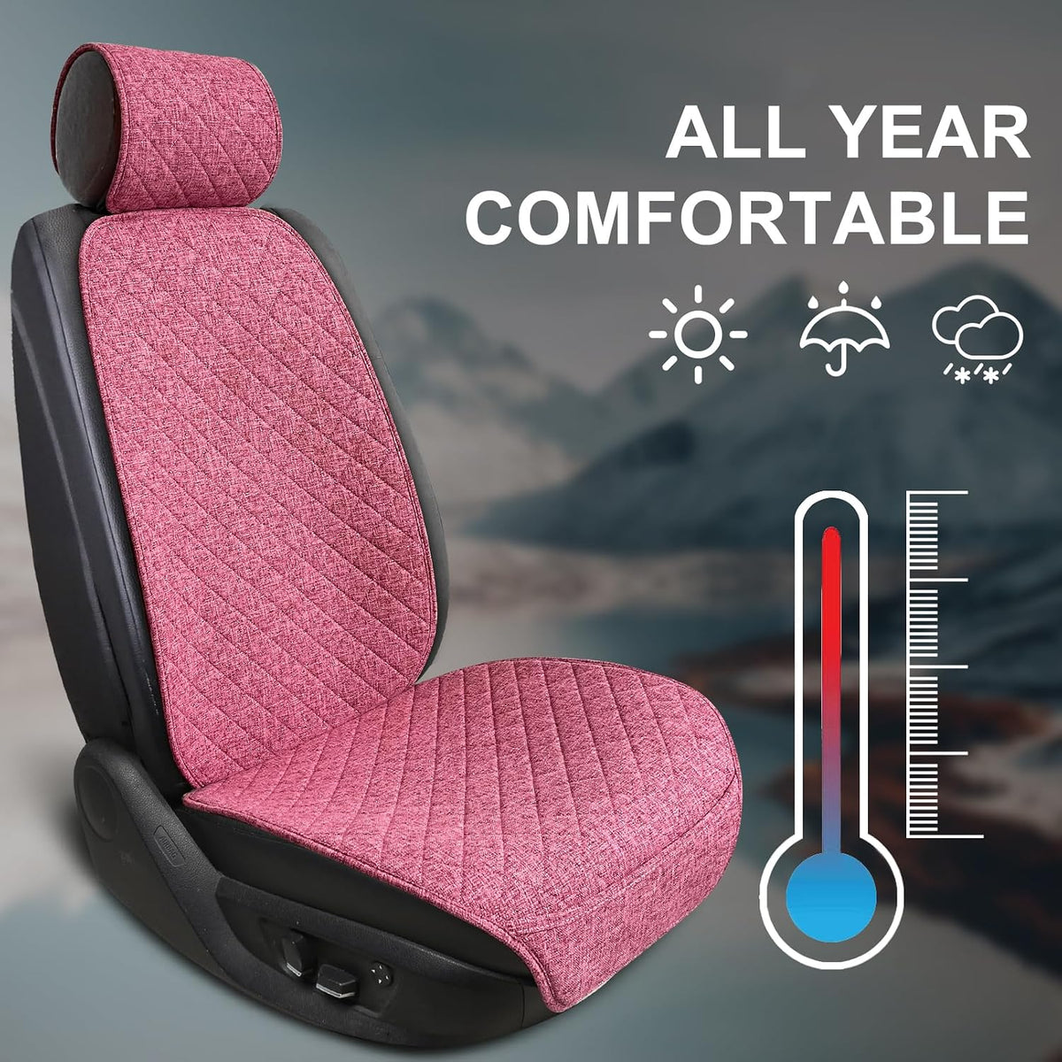 BOPUOVRE Linen Front Car Seat Covers Breathable Fabric