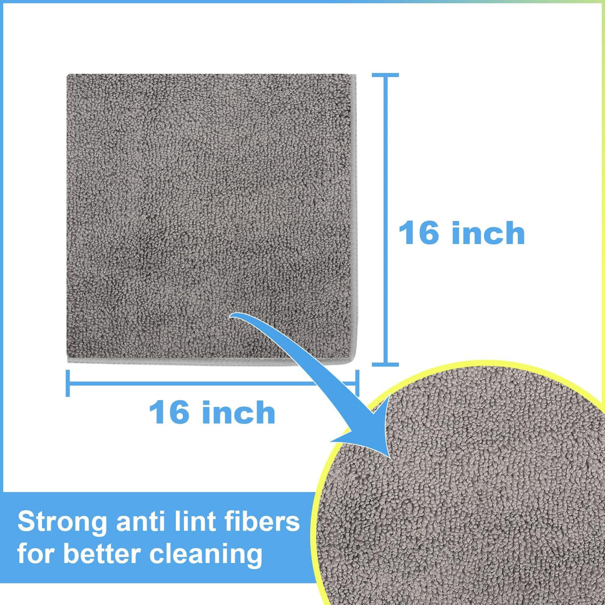 Car Wash Towels 16x16 - Microfiber, Grey 6-Pack