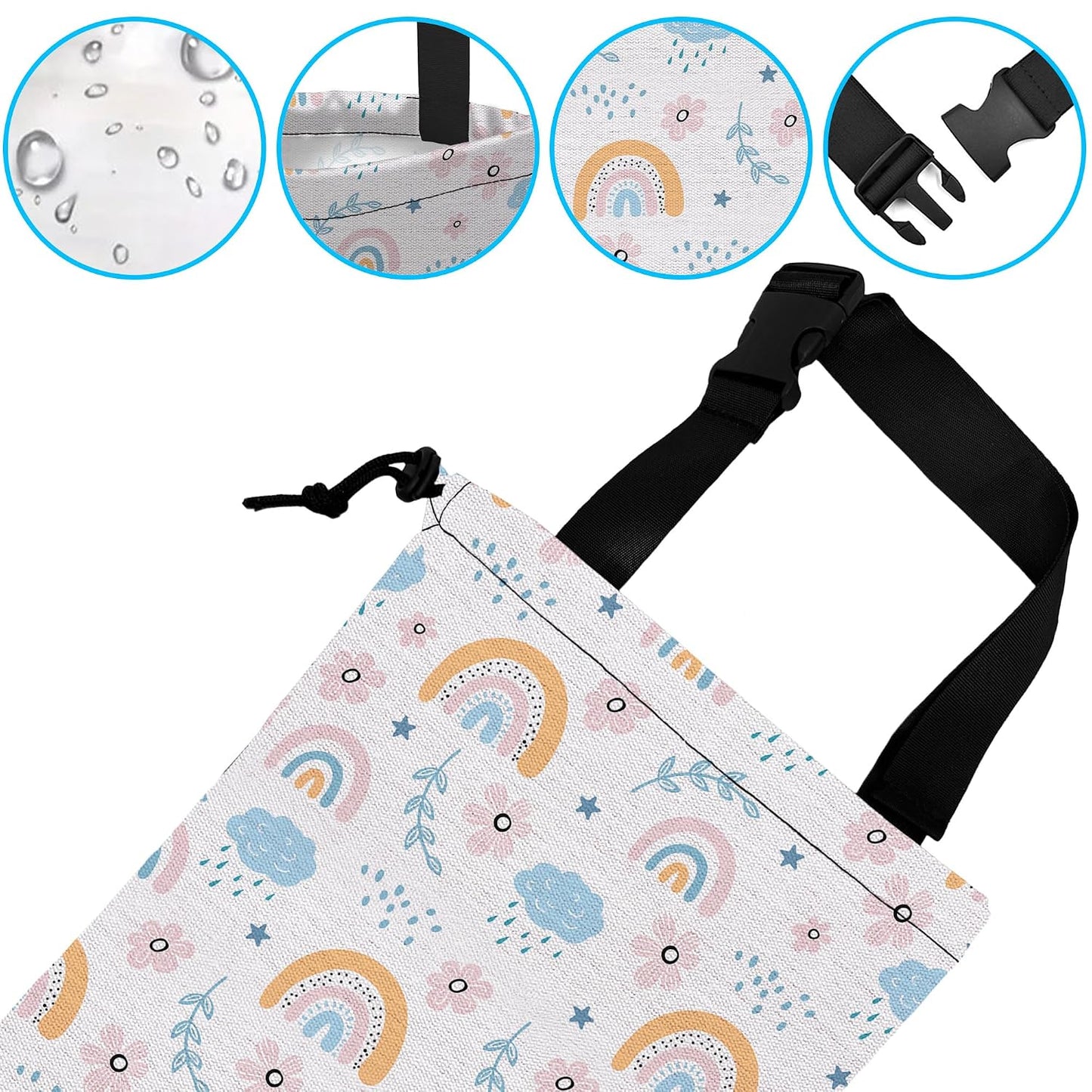 Car Trash Bag Hanging Cloud Rainbow Flower Car Trash Can Waterproof Garbage Bag Hanging for Car Back Seat