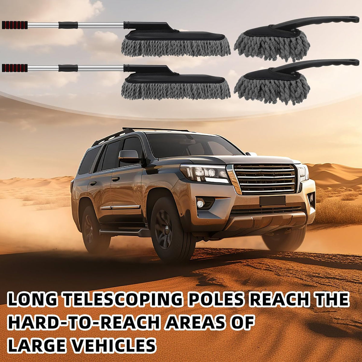 4 Pack Microfiber Car Duster Exterior Scratch Free, Gray