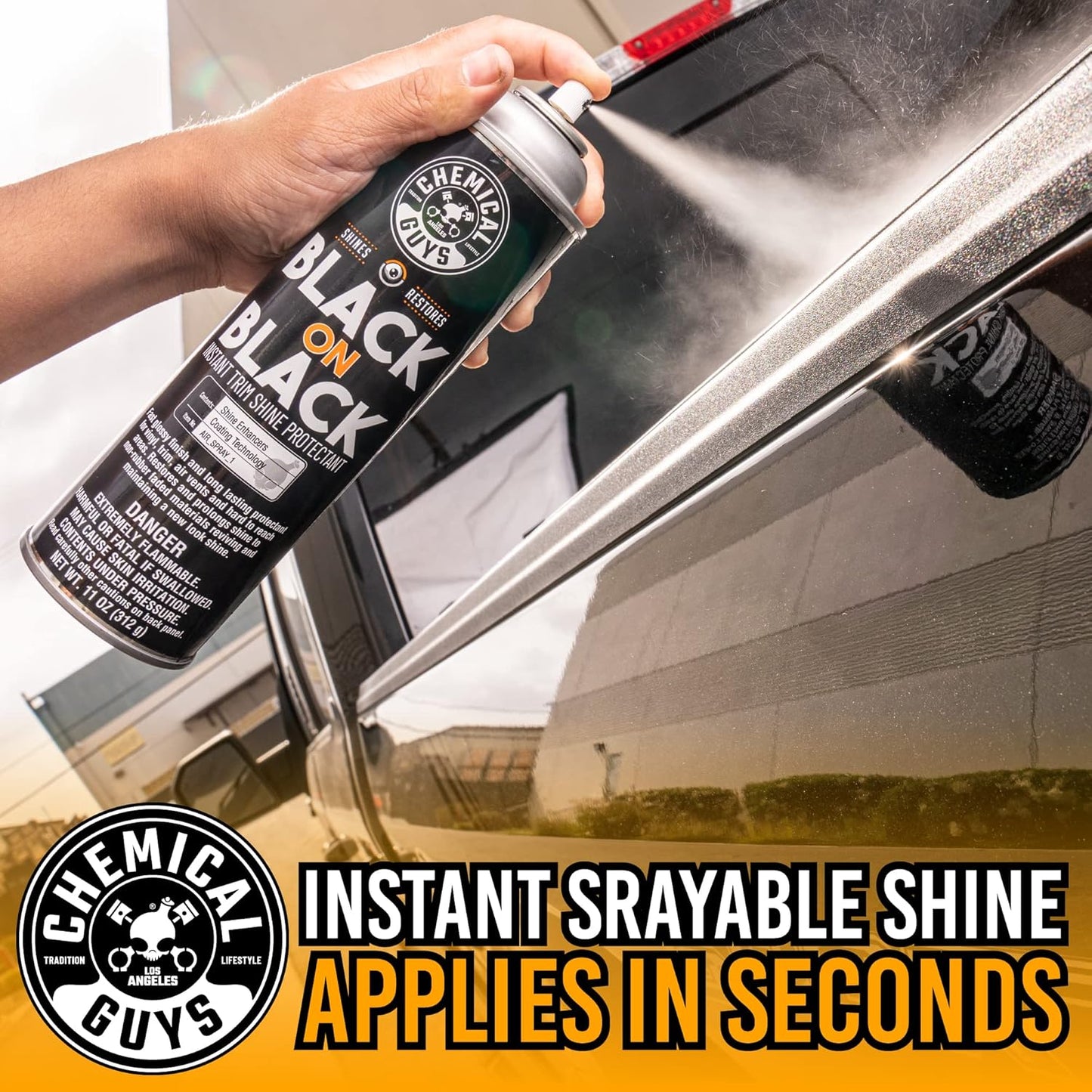 Chemical Guys Black On Black Instant Shine Exterior Dressing Spray, 11 oz | For cars, trucks, and SUVs, sprayable quick dressing, sprayable trim quick dressing, use on grilles, vents, and more
