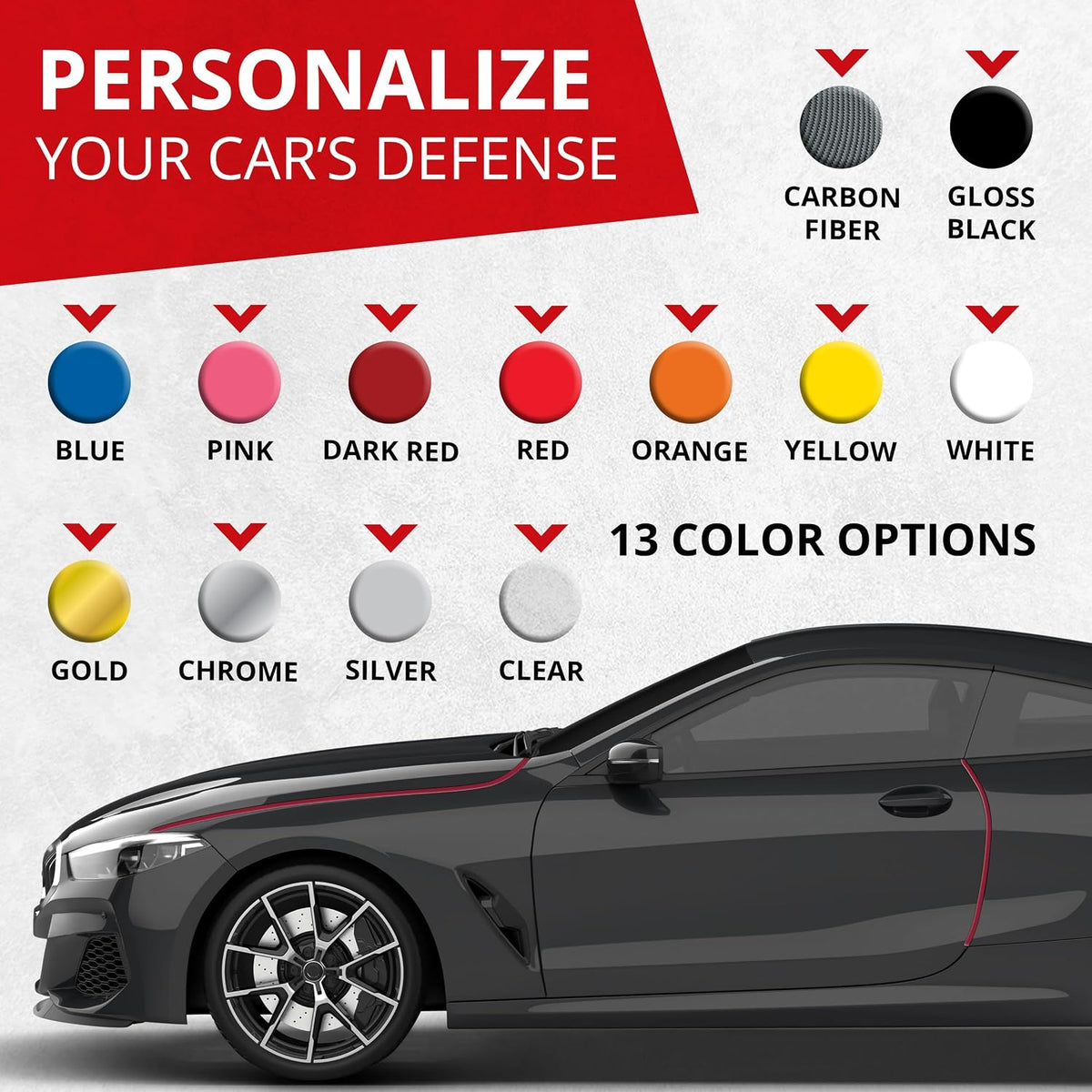 All-Fit Automotive Car Door Edge Protector Made in the USA (10 Ft - Red)