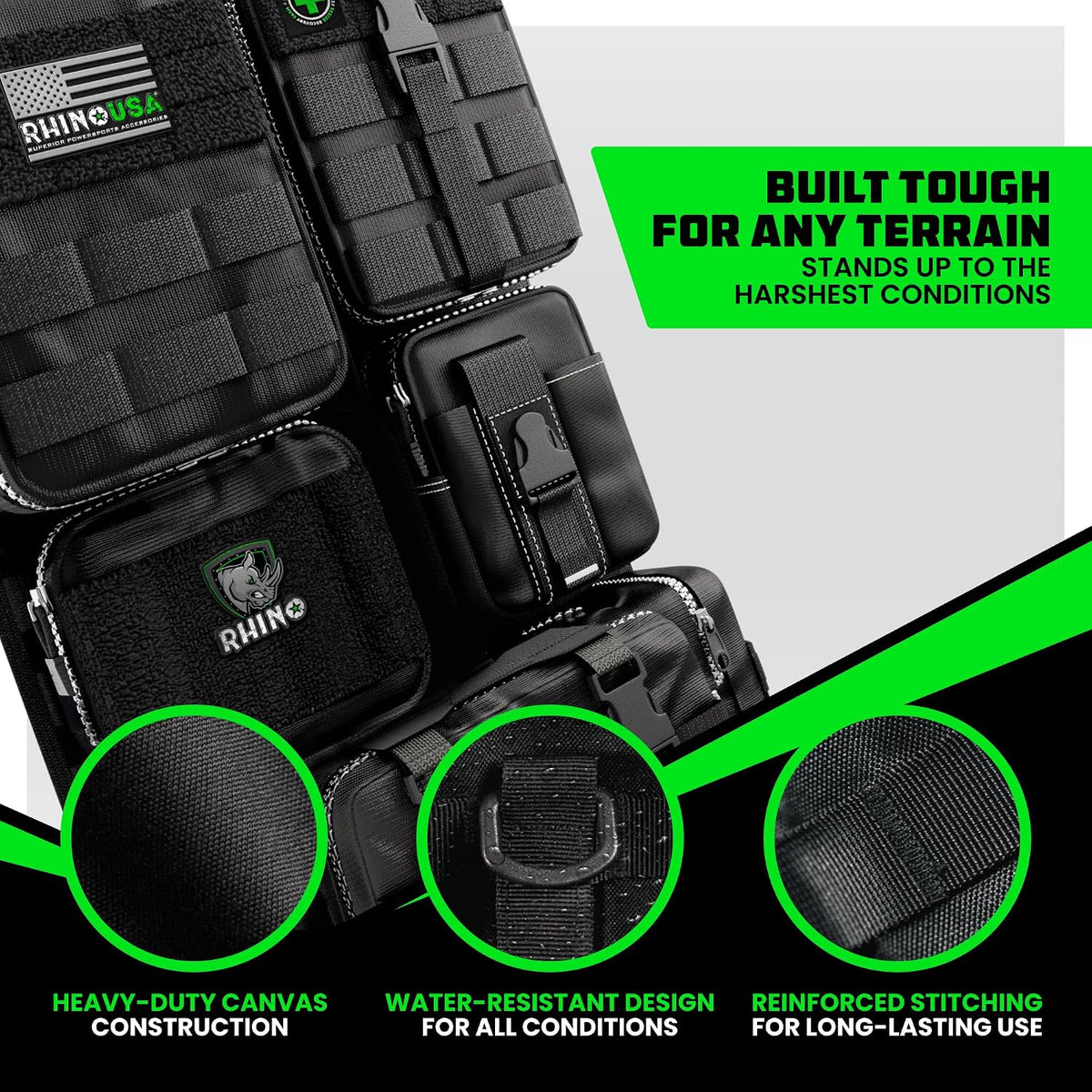 Tactical Car Seat Organizer – Military-Grade Storage for SUV, Truck, & Car – Heavy Duty Seat Organizer with Multiple Pockets & Car Accessories for Maximum Organization - Black