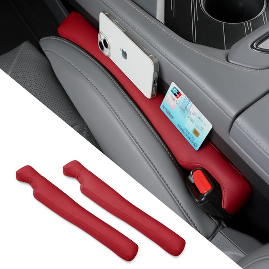 Car Seat Gap Filler 2 Pack, Faux Leather Strip/Plug Console Blockers for Cars, Trucks, SUVs, Adjustable Width 1.4–2.4 Inch, Universal Fit Prevents Items Falling Between Seats