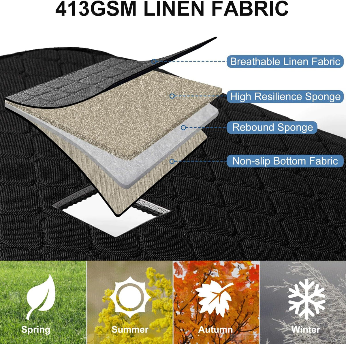 Linen Car Seat Covers for Cars, Front Car Seat Cover Protectors with Storage Bags, Anti-Slip & Soft Automotive Seat Cushion Universal Fit for Most Sedan, SUVs, Vehicles (Deep Grey)