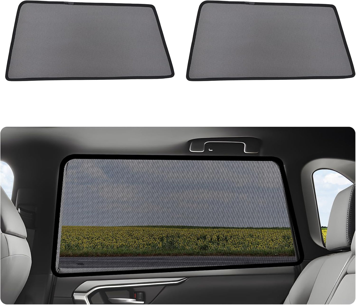 RAV4 Window Shades 2019-2024, Rear Side 2PCS Mesh Set | Custom Fit, Superior Sun Protection, Secure Magnetic Installation, Breathable Mesh, Ideal for Travel & Outdoor Adventures