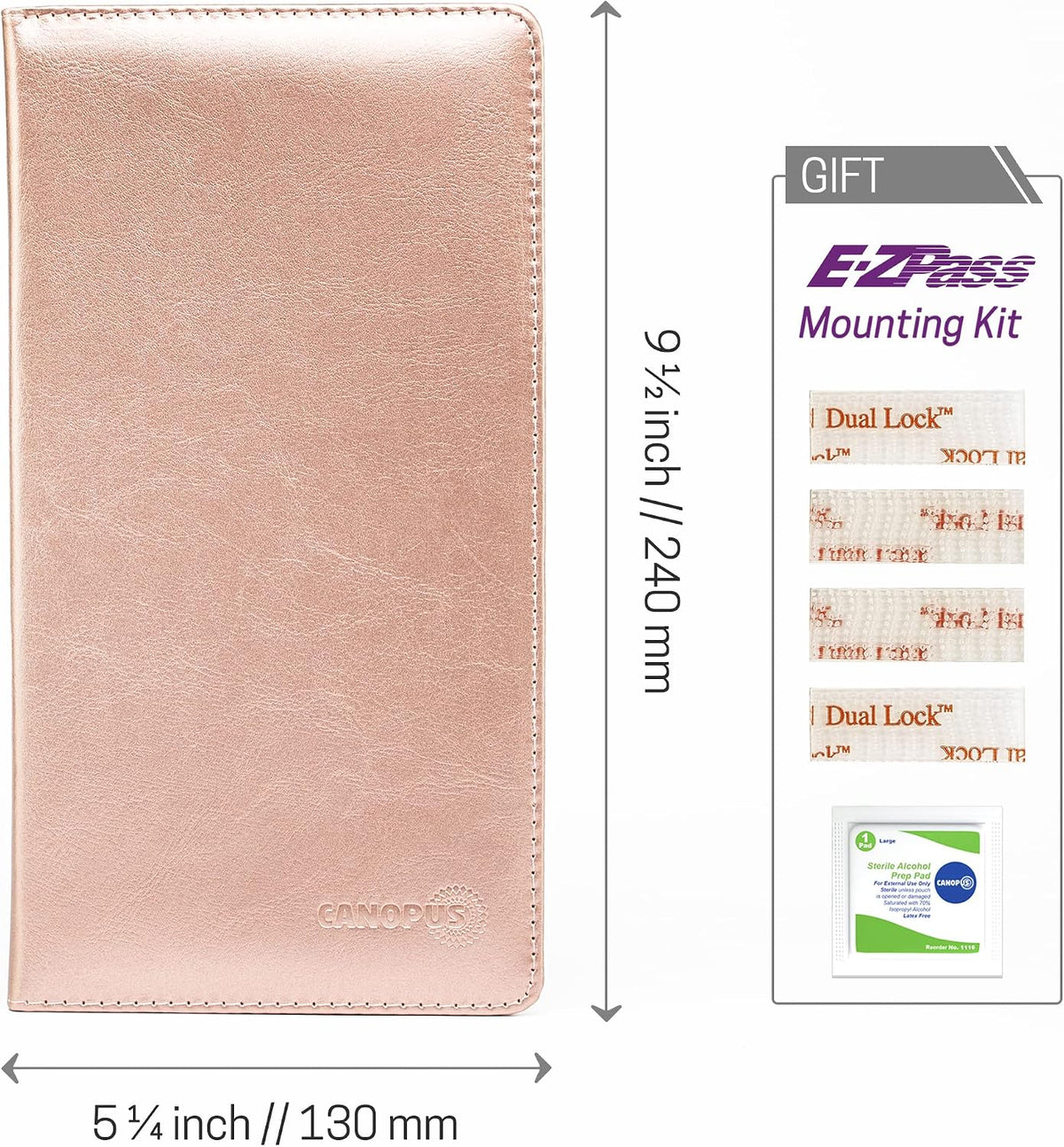 CANOPUS Car Registration and Insurance Holder, PU Leather Card Holder, Vehicle Glove Box Organizer for Auto, SUV, Truck, Rose Gold