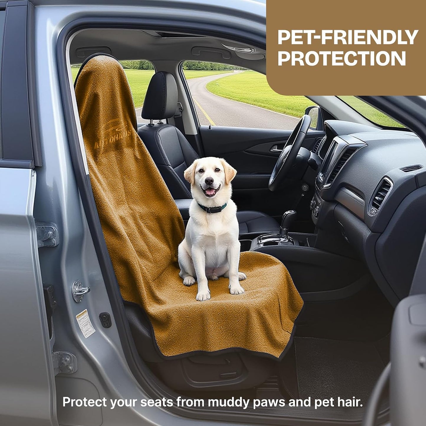 Waterproof Car Seat Towel Cover, Towel that Goes Over Car Seat for Sweat Protection, Quick-Dry Microfiber, Non-Slip Backing, Machine Washable, Fits Cars SUVs Trucks
