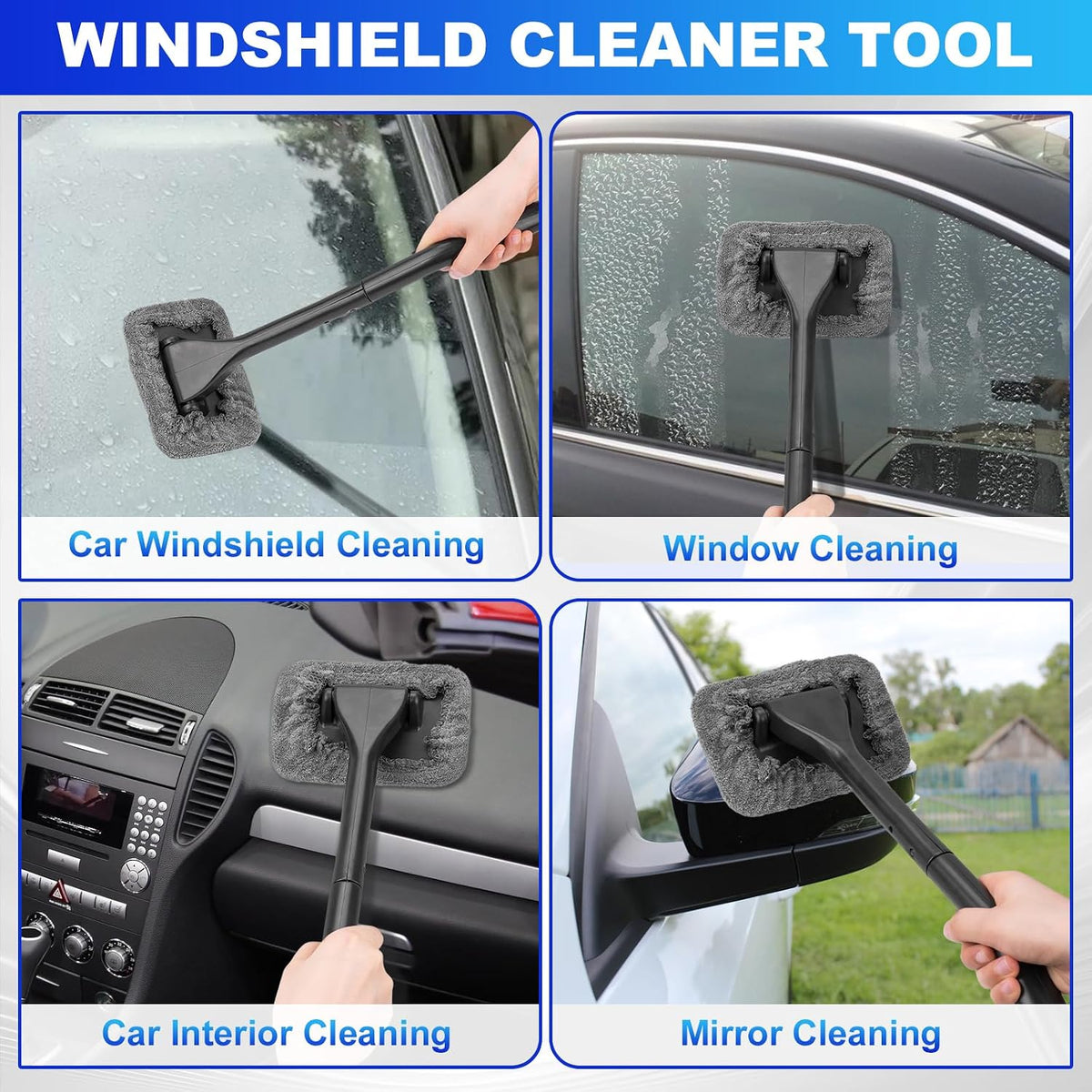 THINKWORK Windshield Cleaner Tool, Detailing Kit Interior with Brush Set