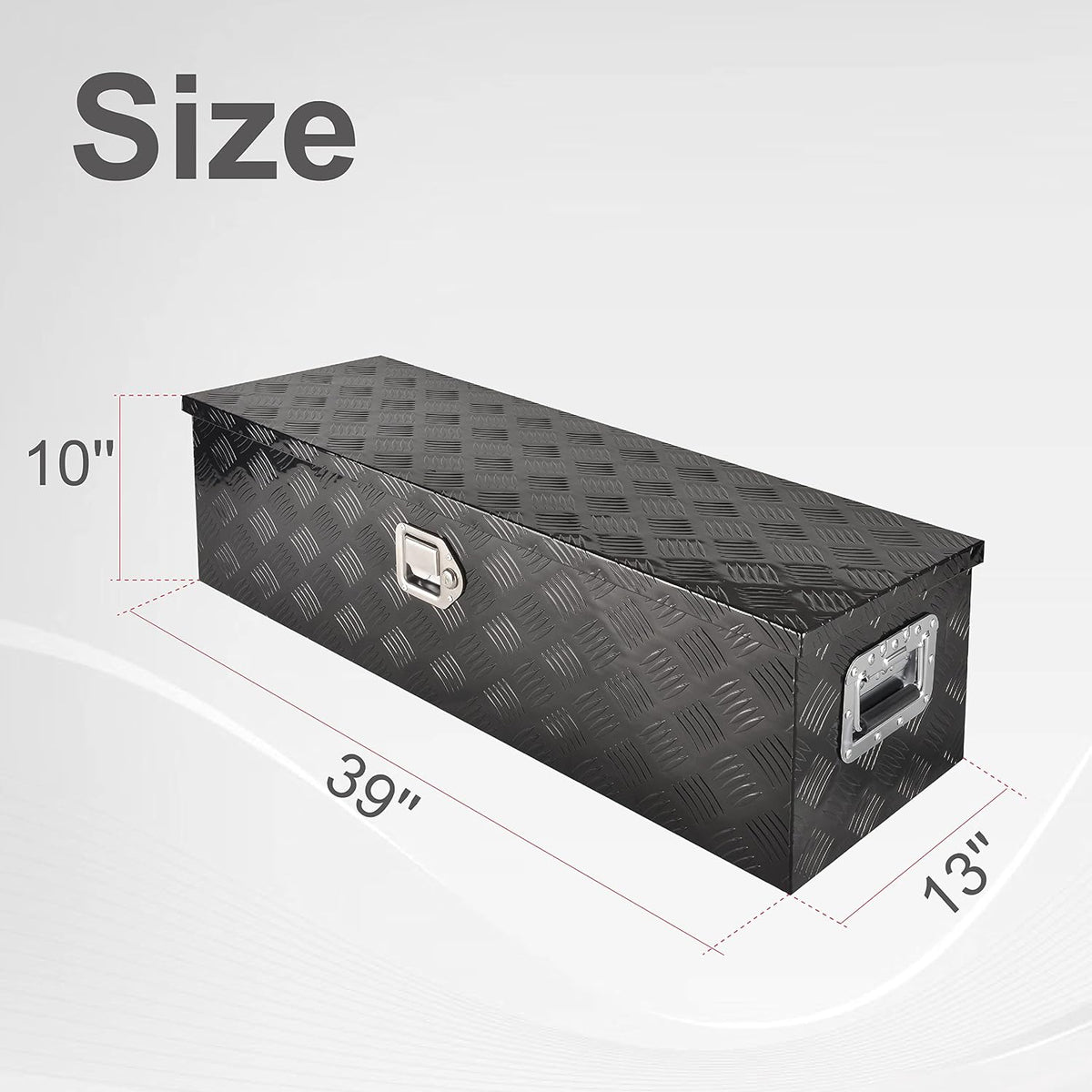 39 Inch Aluminum Heavy Duty Truck Bed Tool Box Black (39"X13"X10")