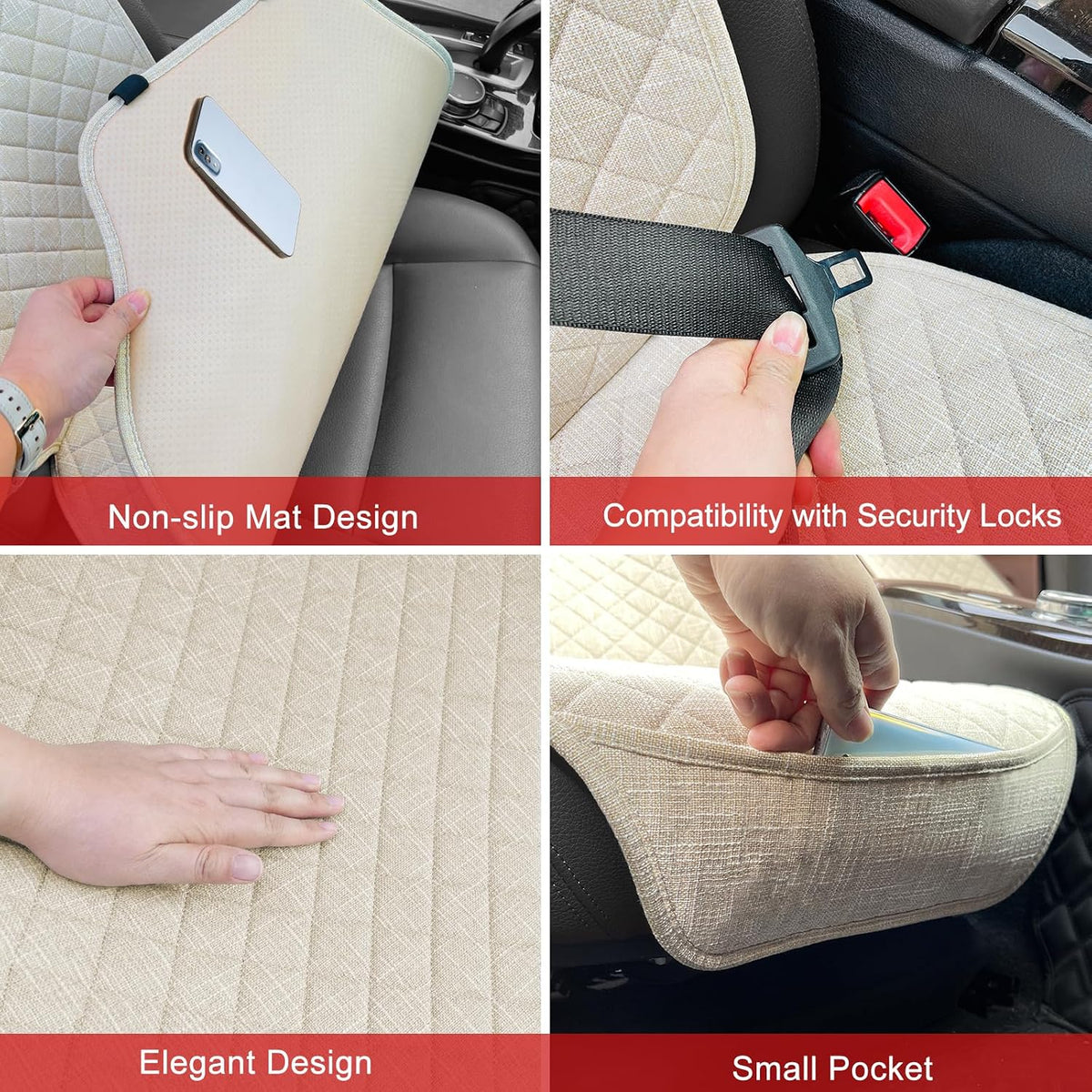 BOPUOVRE Linen Front Car Seat Covers Breathable Fabric
