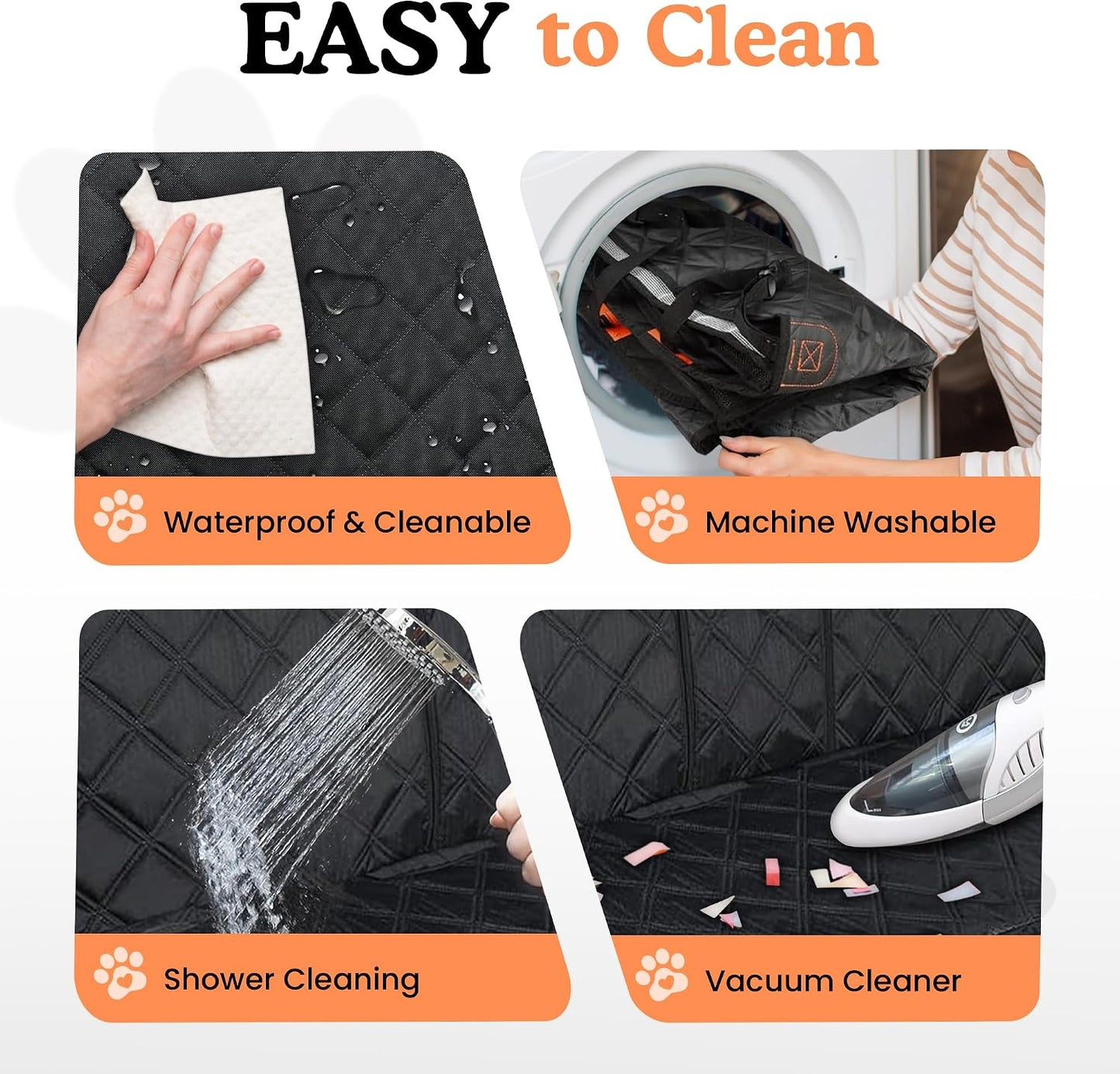 Dog Car Seat Cover For Back Seat, 100% Waterproof Hammock &amp; Back Seat Protector 137*147 cm (54*58 in), Heavy Duty 600D Oxford, Non-Slip, Scratchproof, Easy to Clean, Universal Fit for Cars,