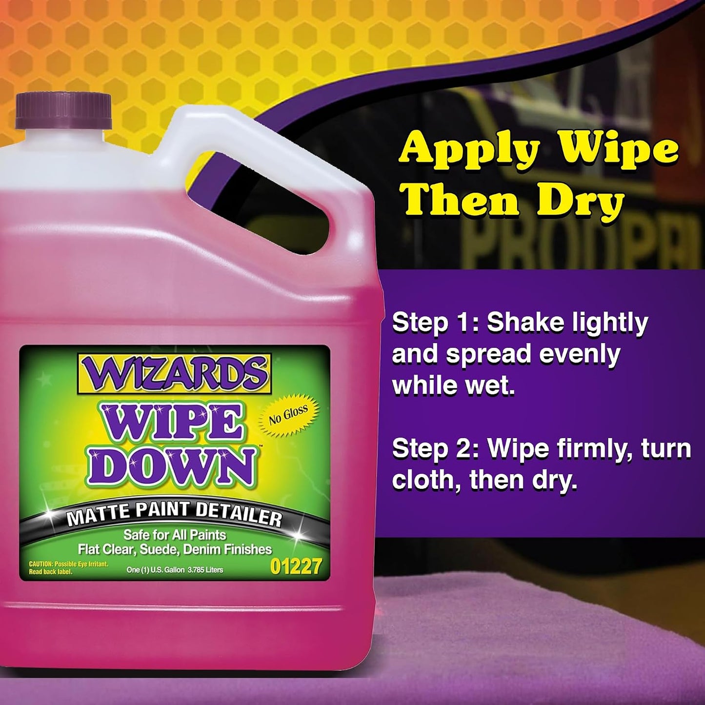 Wizards - Wipe Down Quick Detailer Spray, Matte Finish Car Polish, Automotive Clear Coat for Flat Clear, Suede, Denim Finishes, Car Care Kit Essential for General Finishes, 1 Gallon