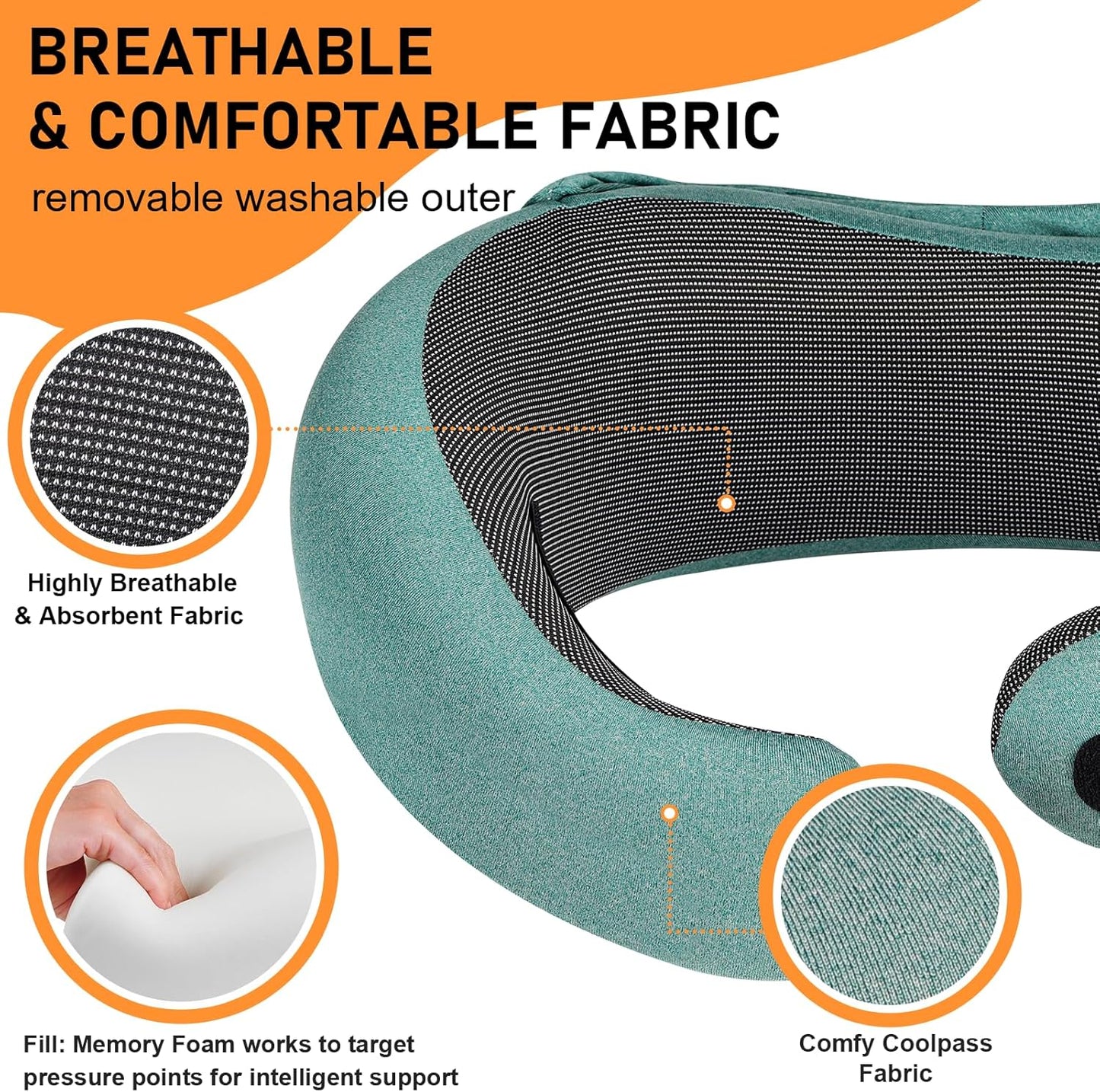 Travel Pillow - Hooded Neck Pillow Airplane Memory Foam Filling for Plane, Office, Cars Sleeping, Road Trip, Long Flights, Airplane Travel Essentials, Includes Eye Mask & Earplugs (Green)