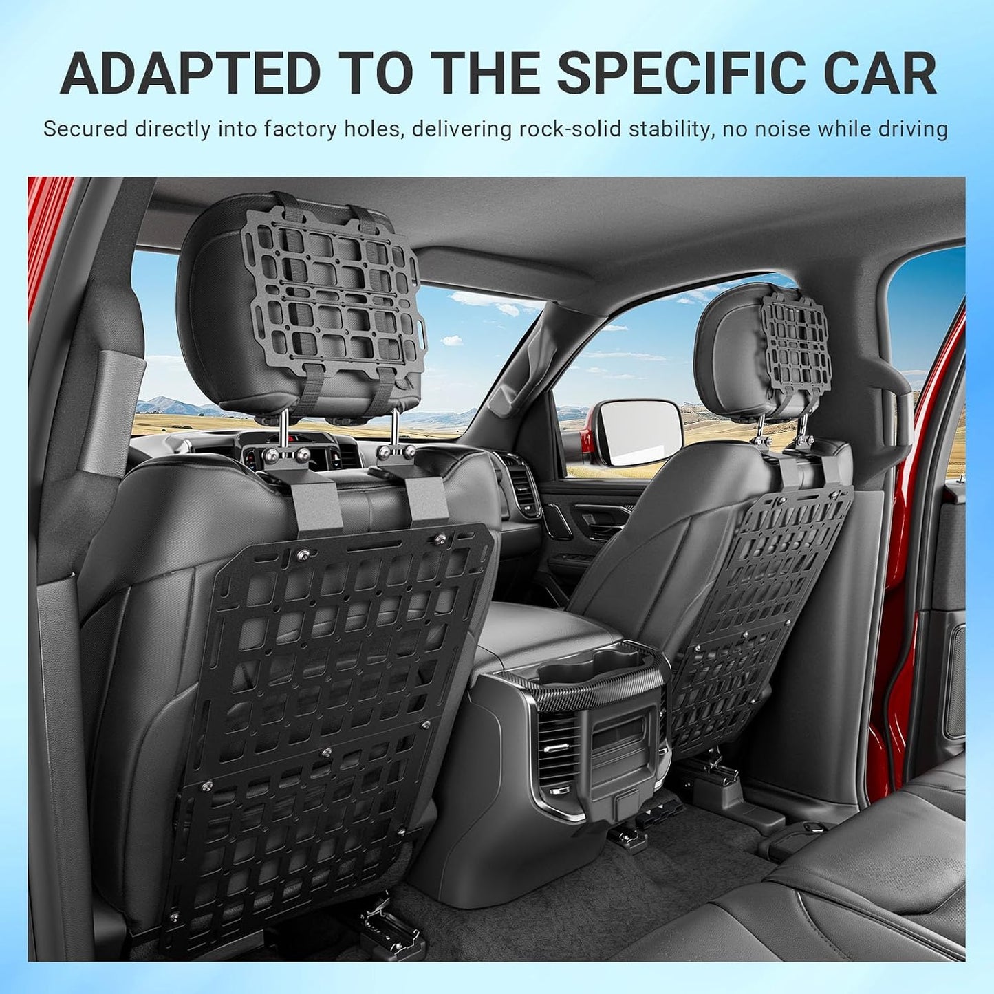 SZYANG Seatback Molle Panel Compatible with 2019-2026 Dodge Ram 1500 Headrest Organizer Molle Panel for 2 Seats Tactical Seat Back Organizers Replacement for 2019-2026 Dodge Ram 1500 Accessories