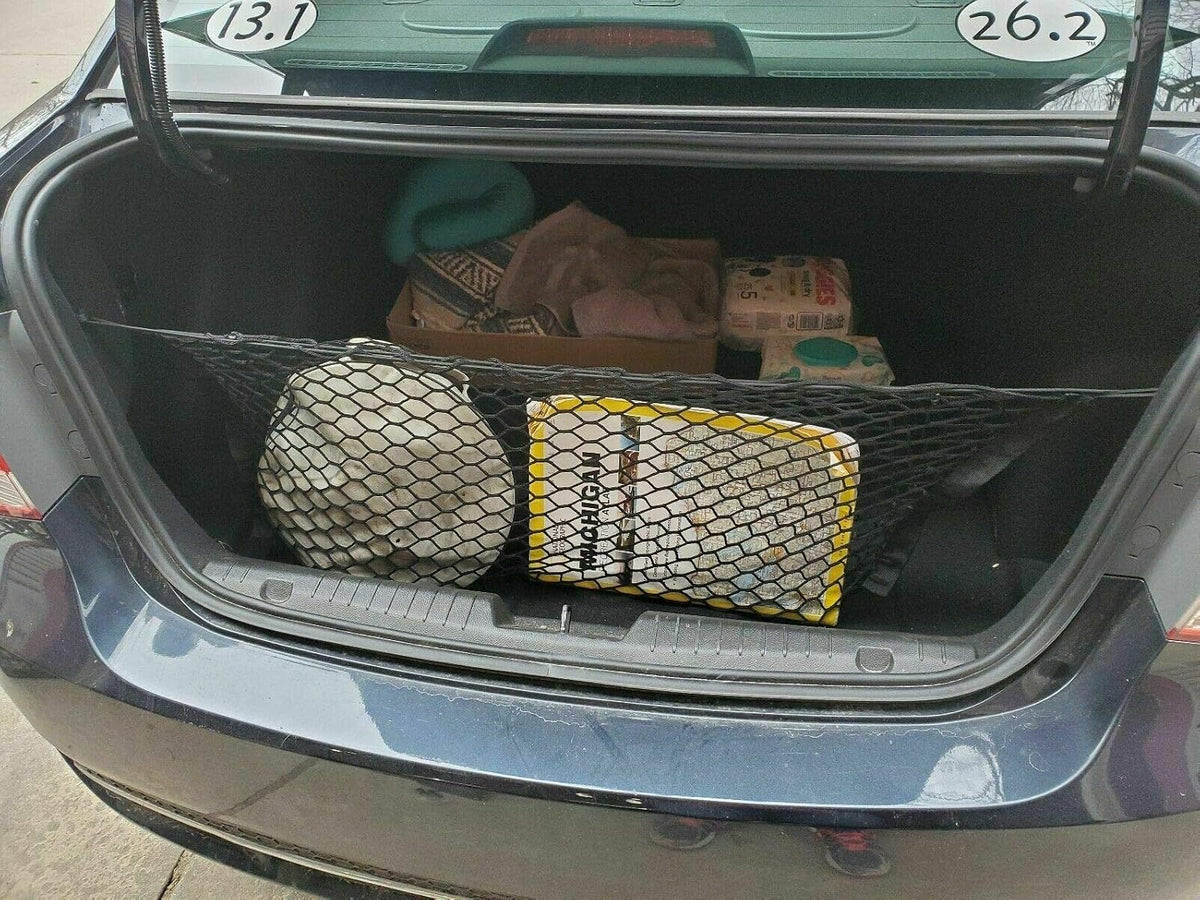 Trunk Organizer for Chevy Cruze 2010-2019 & Buick Verano 2012-2017 – Mesh Car Trunk Organizer – Cargo Net for Sedans – Nylon Mesh Netting – Compatible with Cruze & Verano