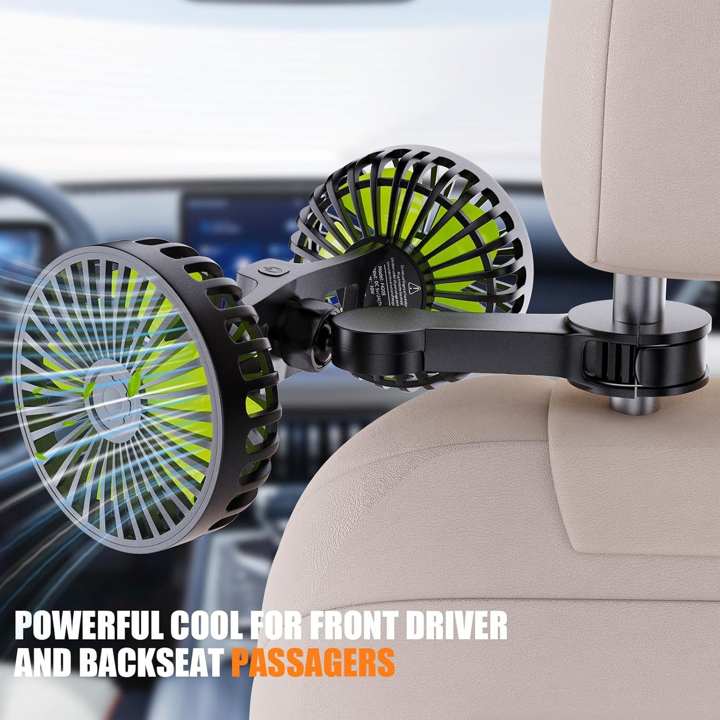 Hayousui USB Car Cooling Fans for Backseat: Dual Head Car Fan for Kids 3 Speeds 360° Rotatable Vehicle Rear Headrest Fans 5V/2A Powerful Electric Air Circulation Fan for Sedan SUV RV Truck (USB Plug)
